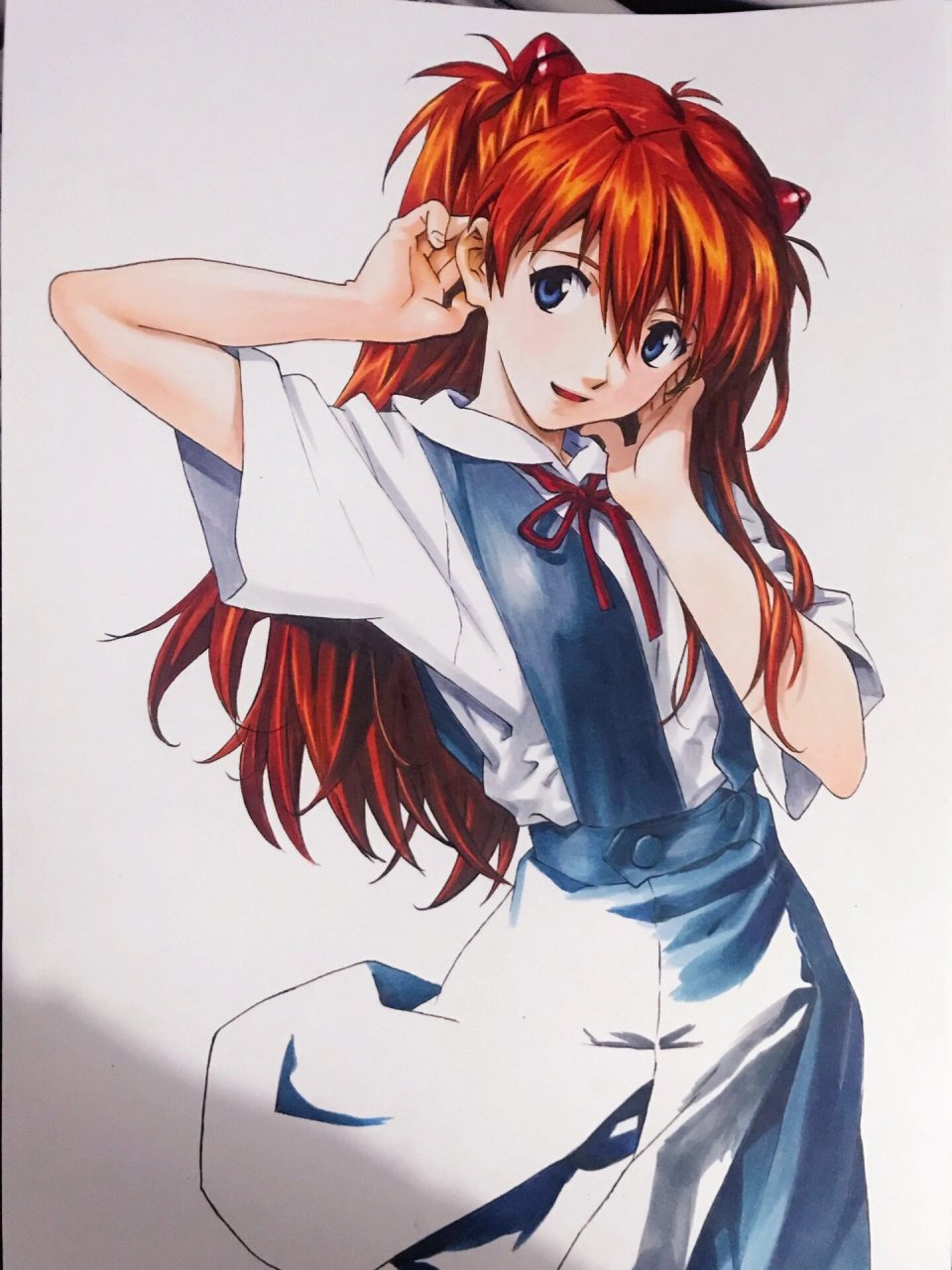 《eva》明日香校服 数码绘转马克笔手绘原画 这幅校服款的明日香,也可