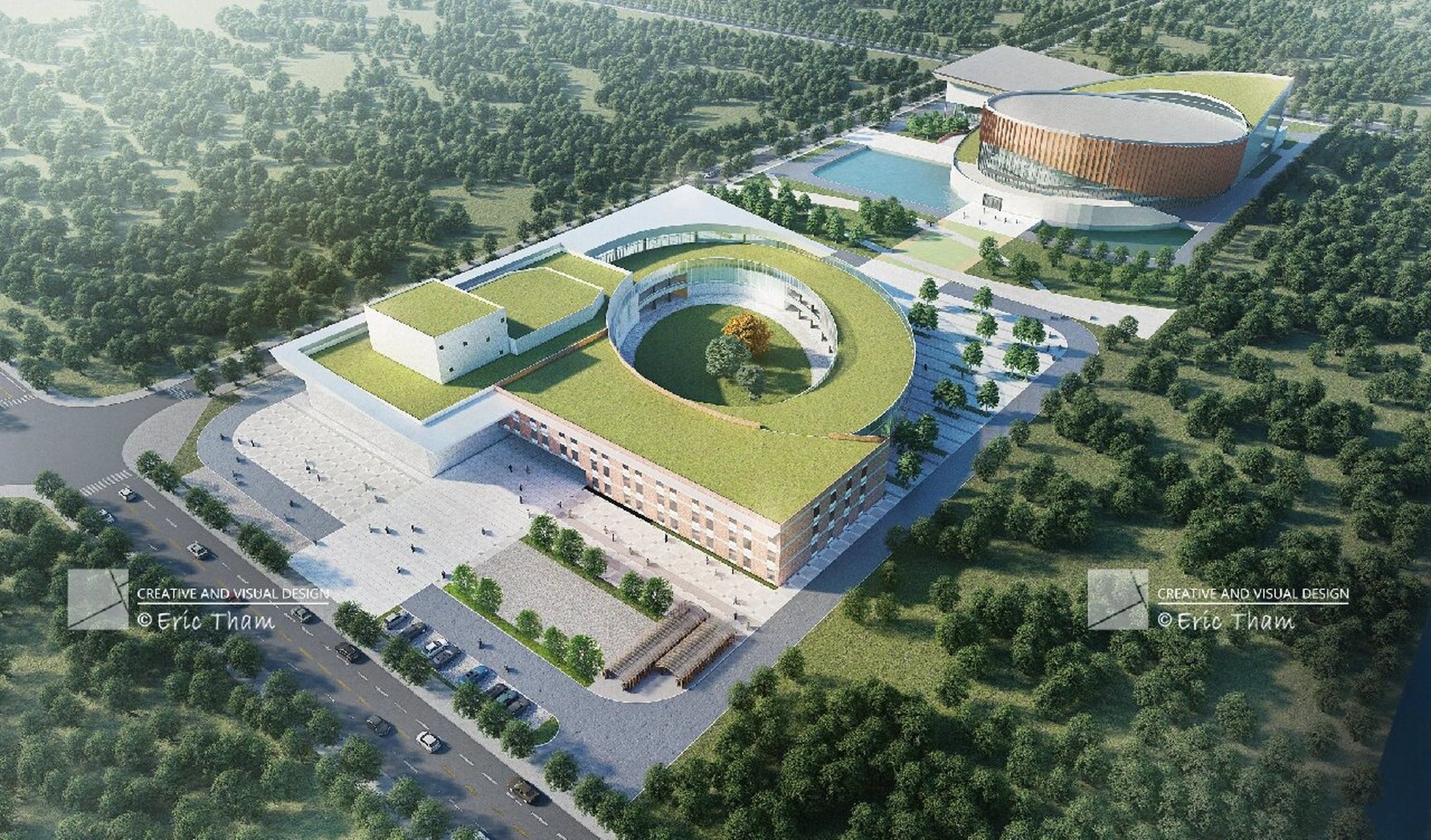 lumion图书馆鸟瞰出图技巧及ps后期参数分享 今天来分享lumion图书馆