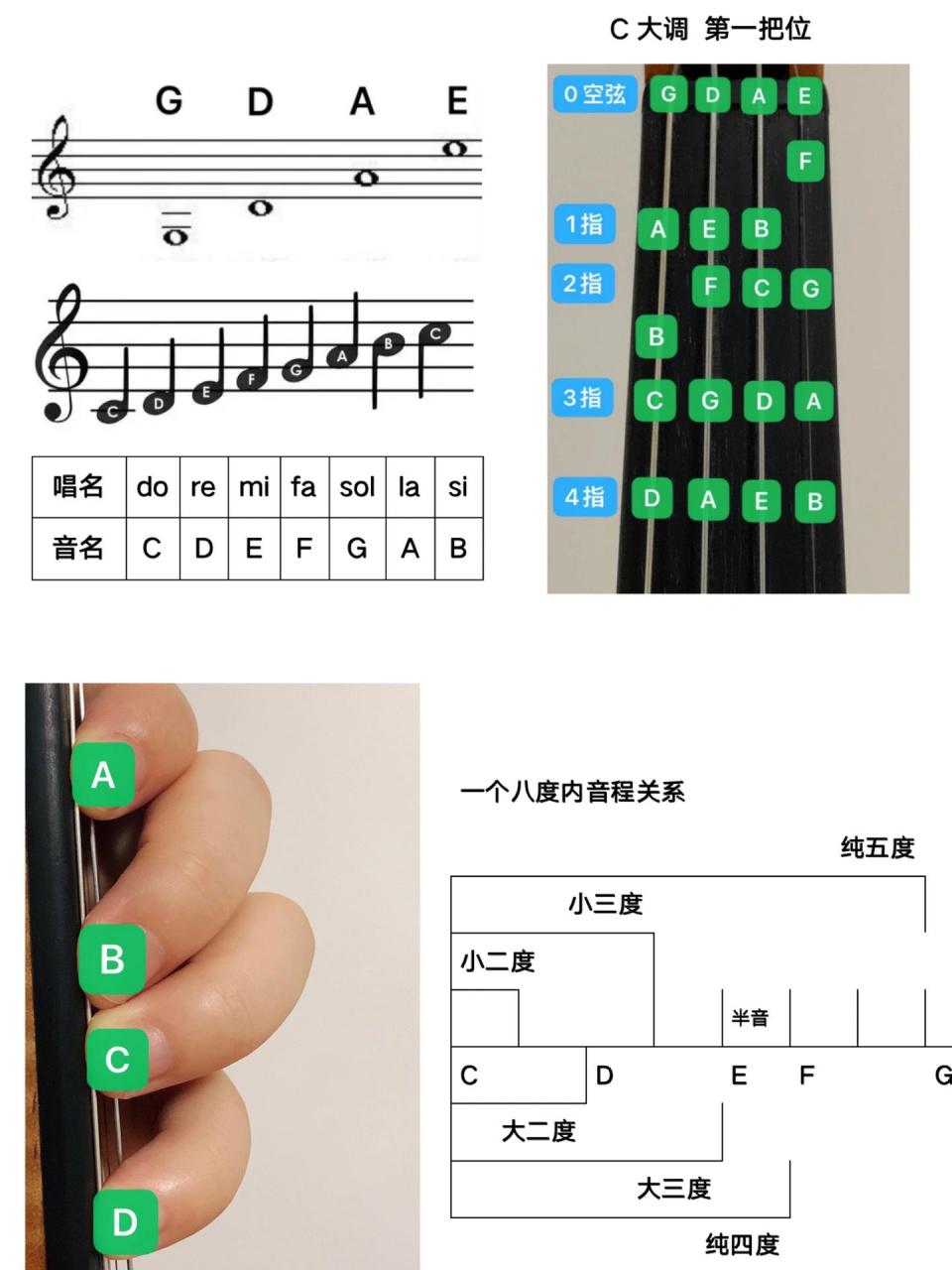 小提琴空弦音对照图片