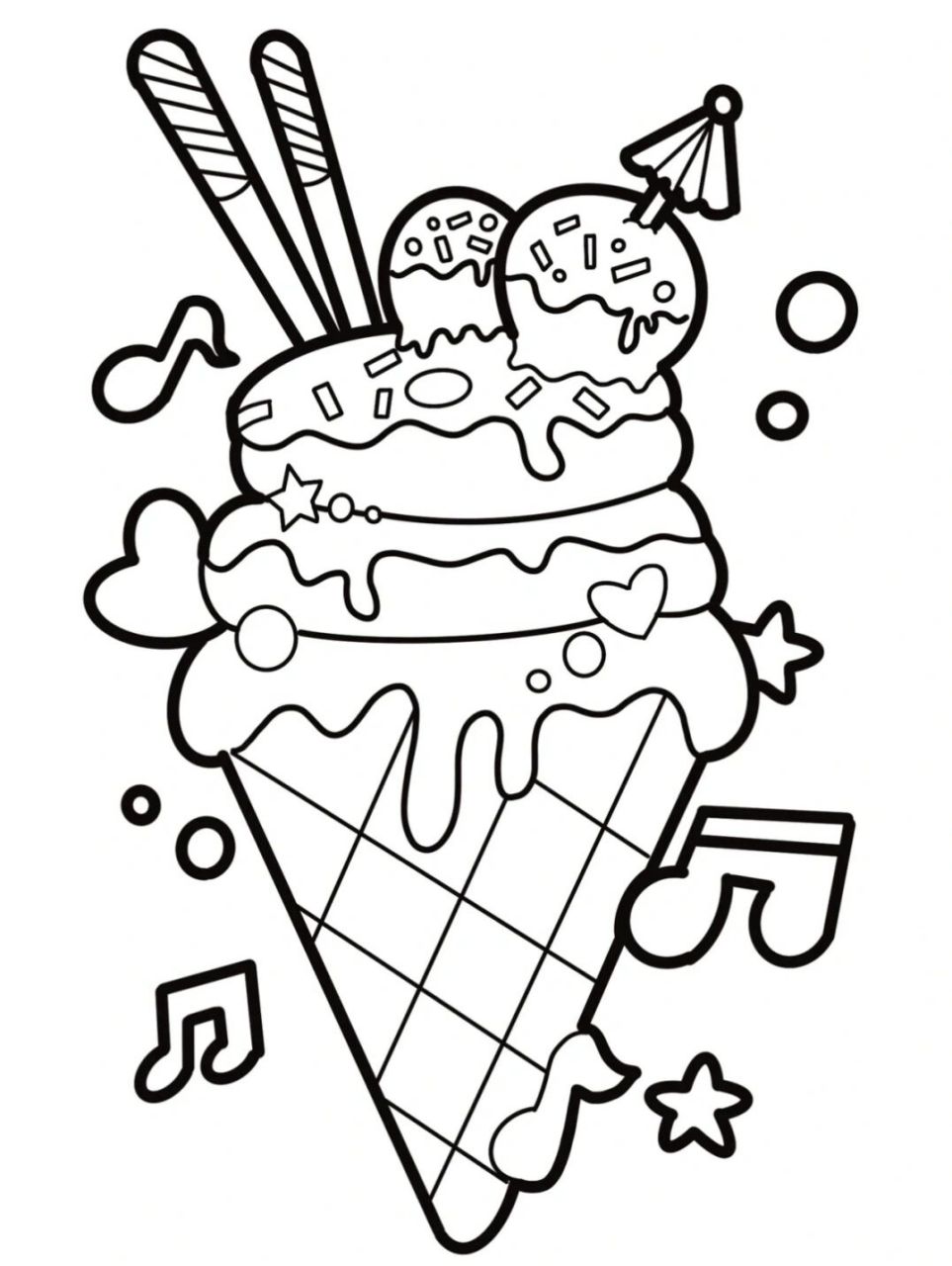 冰淇淋涂色简单图片