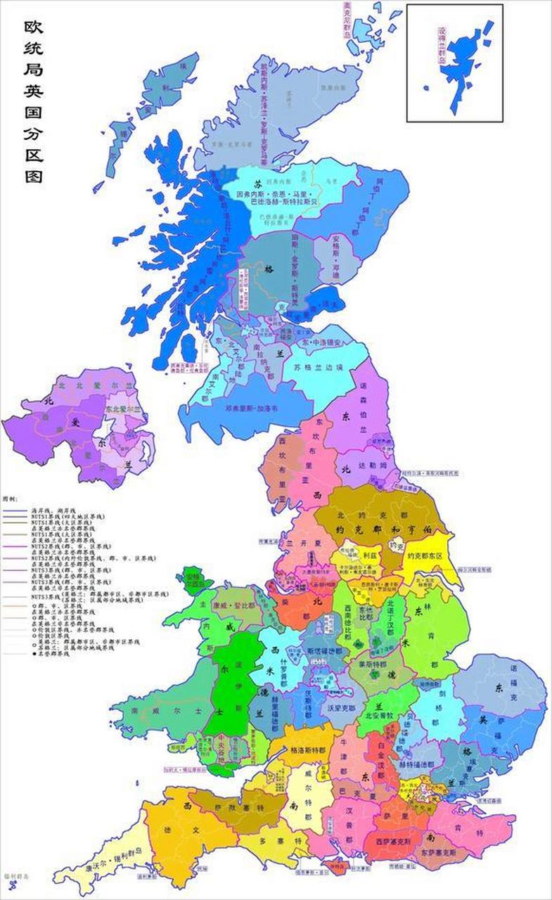 英国的分区地图与陕西的乡镇行政分区图,长的实在是太像了啊.