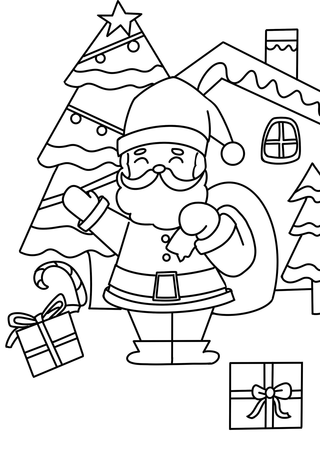 圣诞老人圣诞树 儿童创意画 简笔画