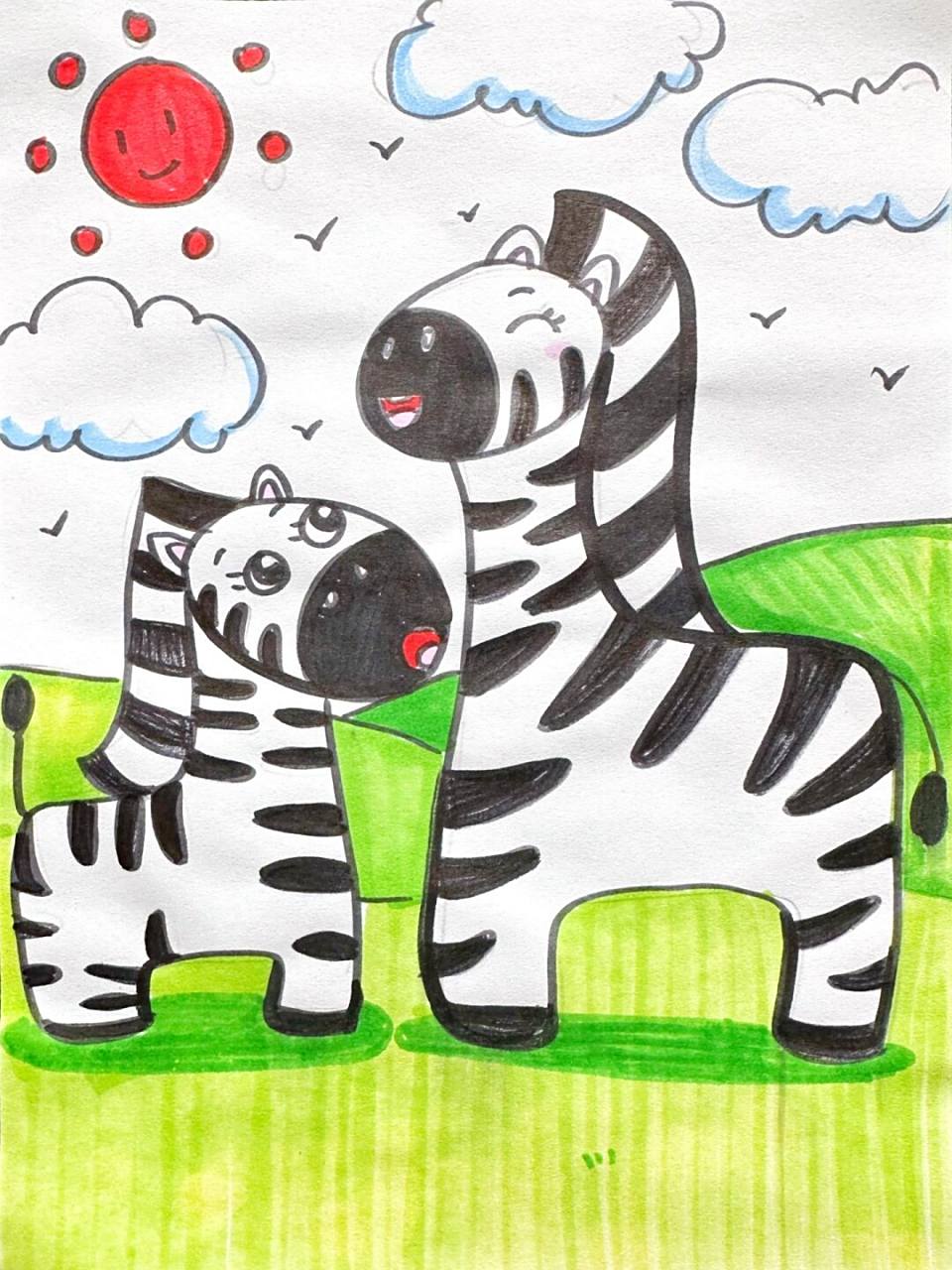 斑马儿童画 课件名称:《斑马儿童画》 适合年龄:4-7岁 课件素材:动物