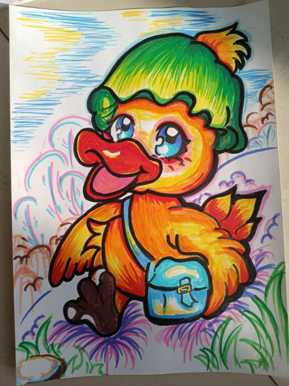 画鸭子的简笔画彩色图片