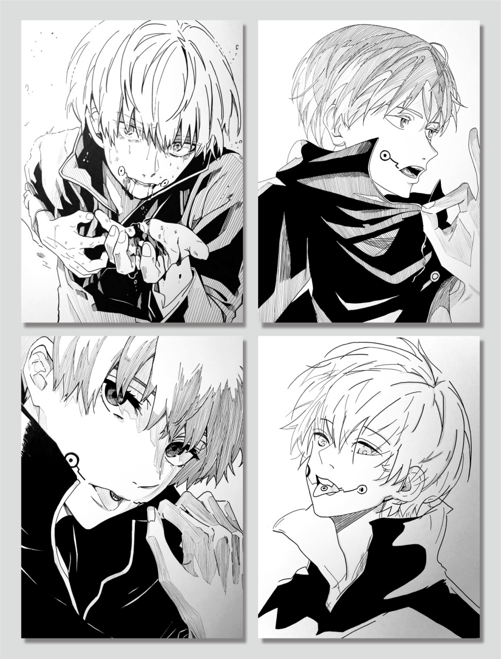 手绘合集|咒术回战 狗卷棘|附线稿 工具: a4肯特纸 sakura樱花0.