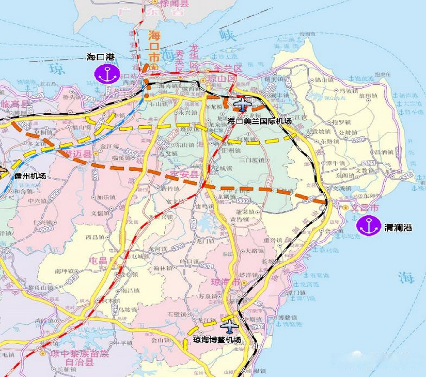海南省十四五交通运输(含高铁,高速,机场等)规划 (1)机场:三亚新机场