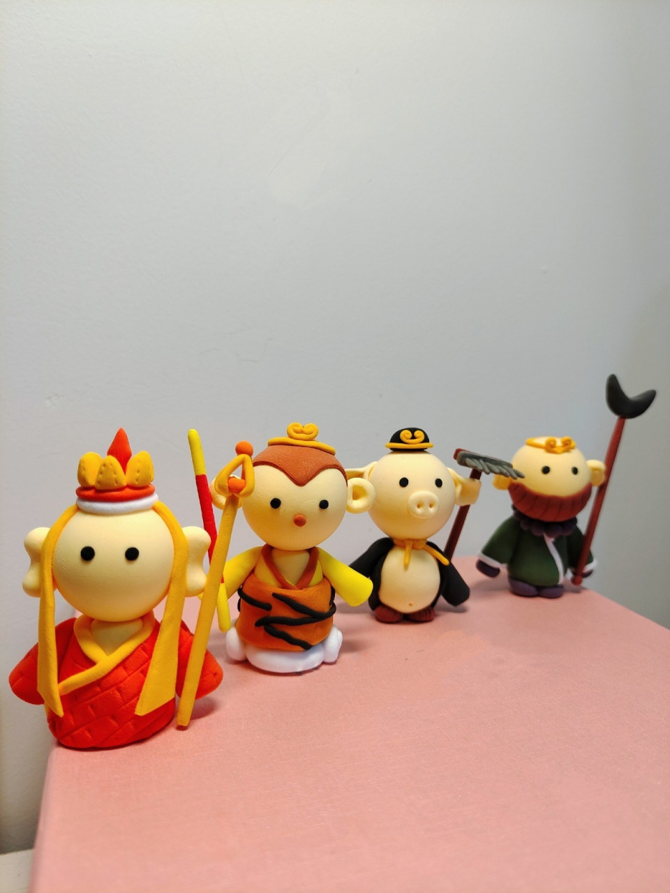 超轻粘土 西游记 第一次仿捏人物 q版的唐僧师徒四人