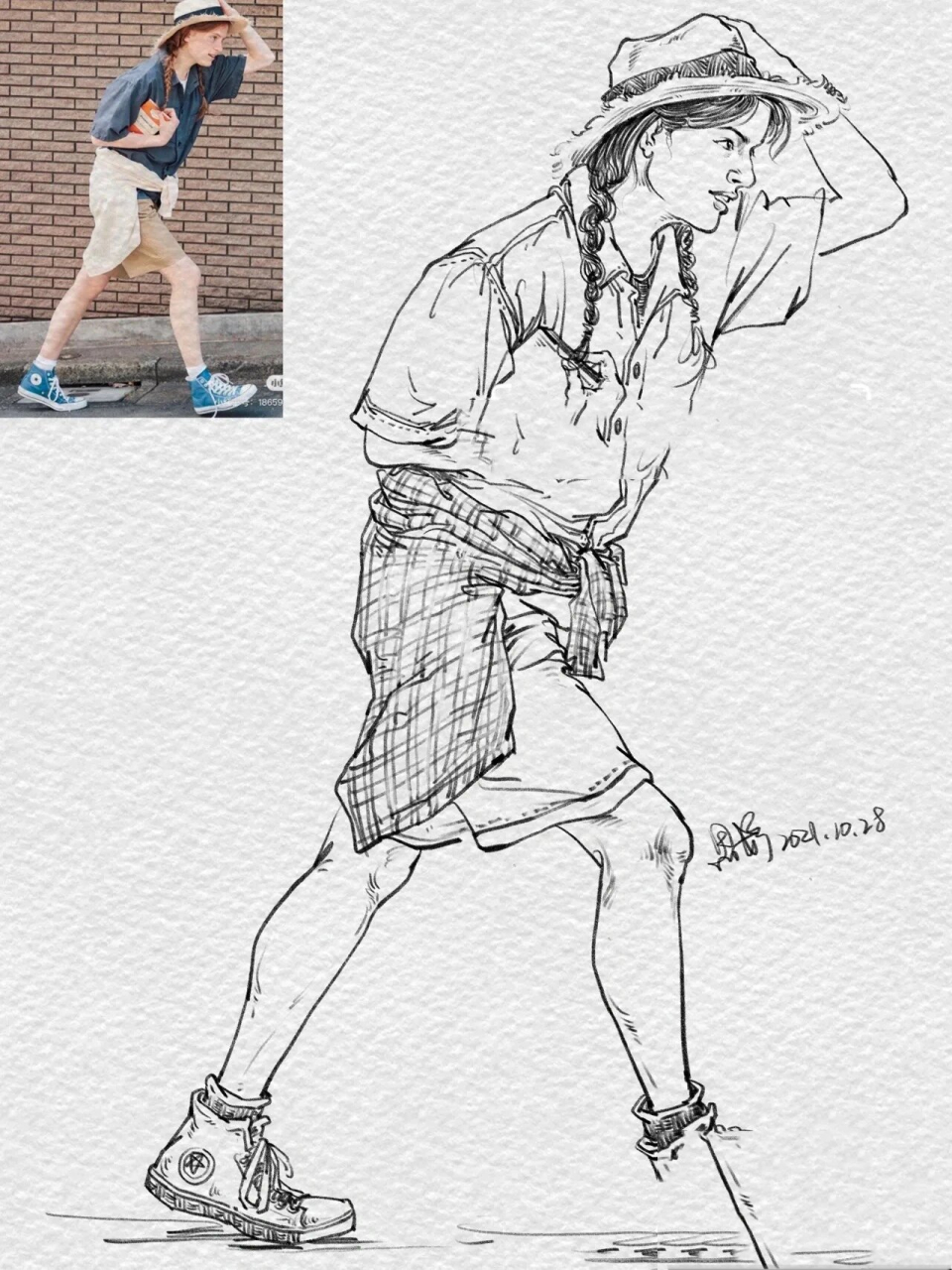 ✅【线性速写】走路侧面线性速写人物步骤解析 ✅【线性速写】