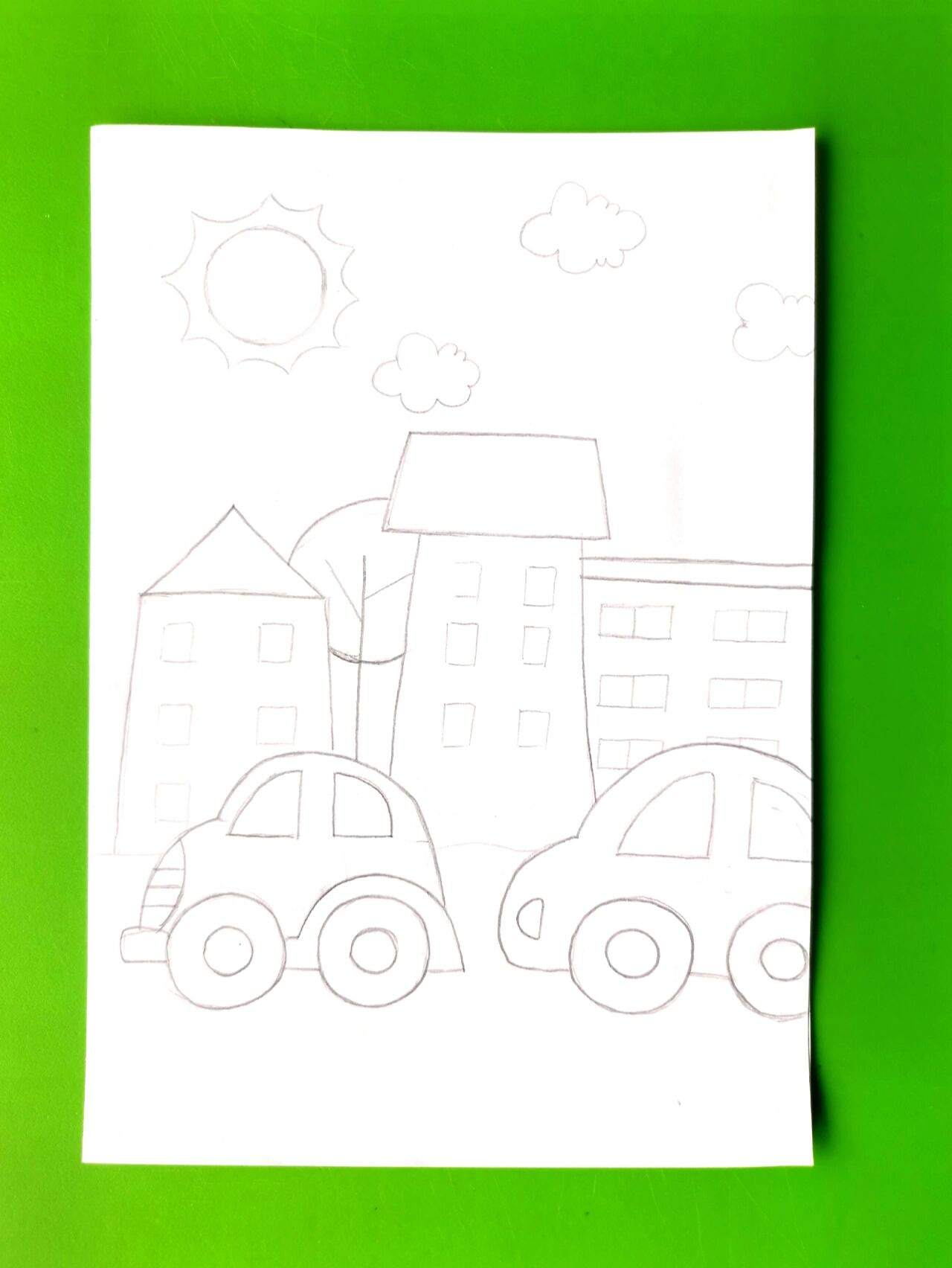 小汽车简笔画,热闹的马路