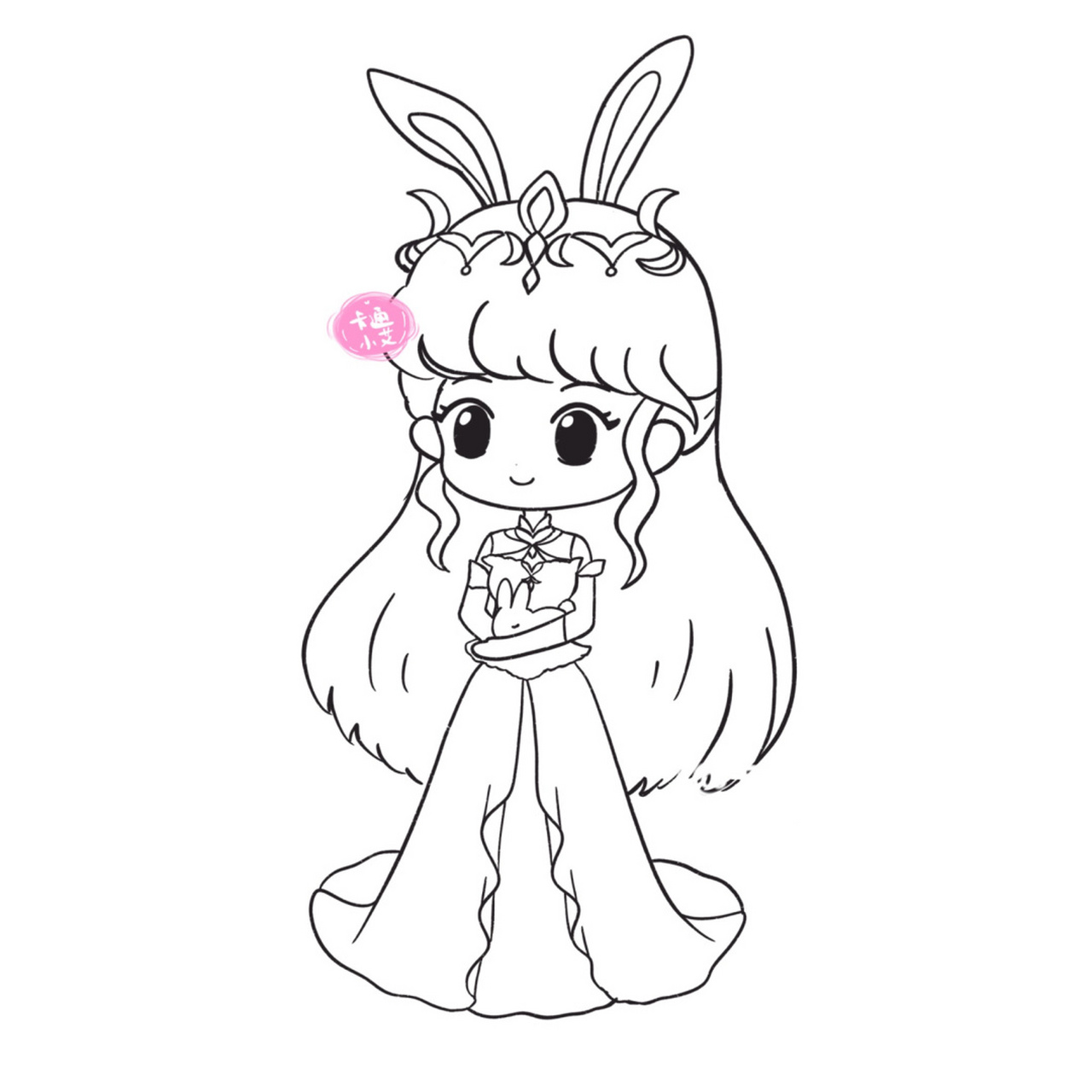 斗罗大陆 小舞萌萌卡通画 q版小舞 线稿图 五年后小舞 画画线稿 上色