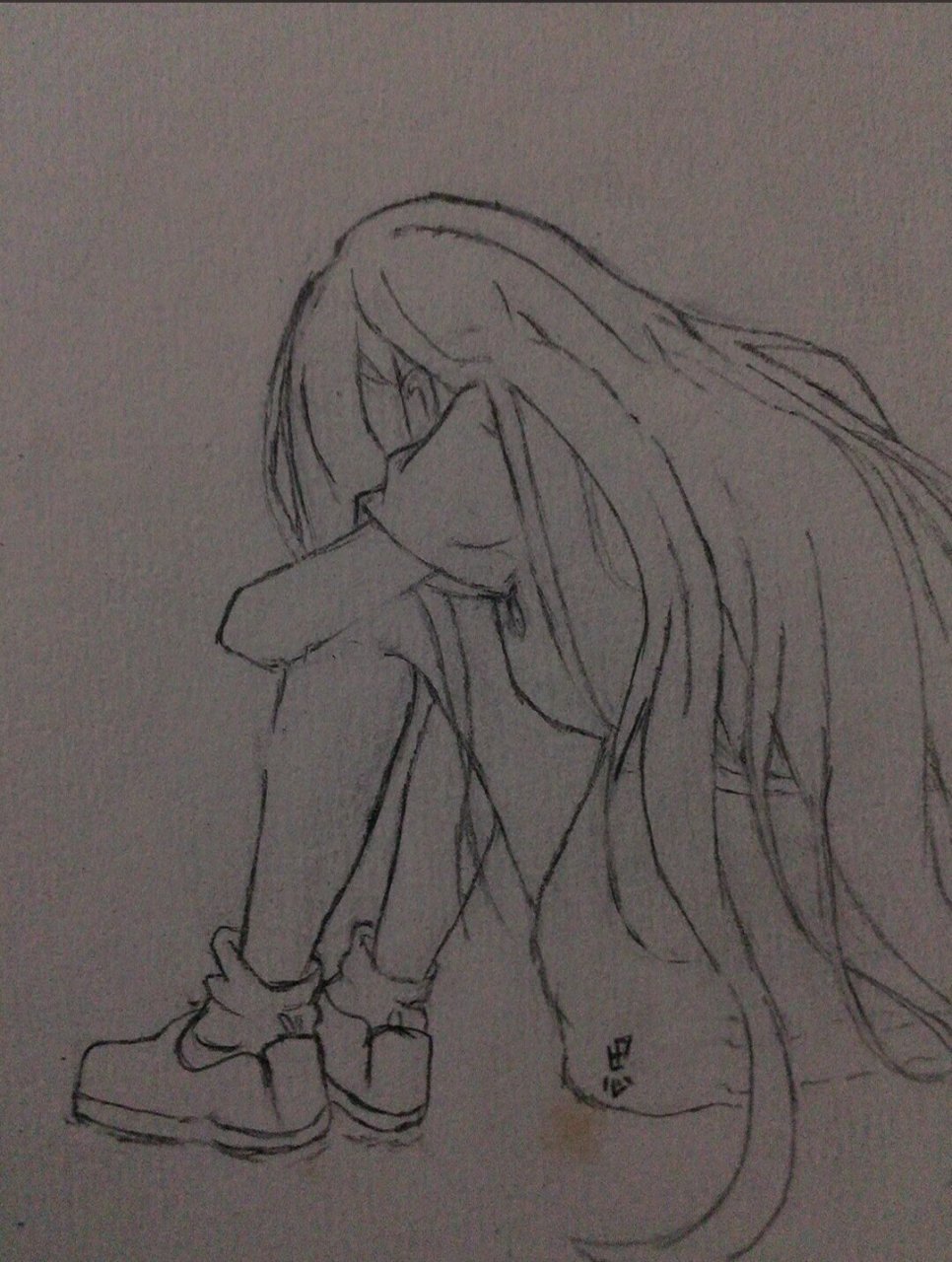 哭泣女孩 一个哭泣的女孩绘画过程图  祝大家每天都有好心情