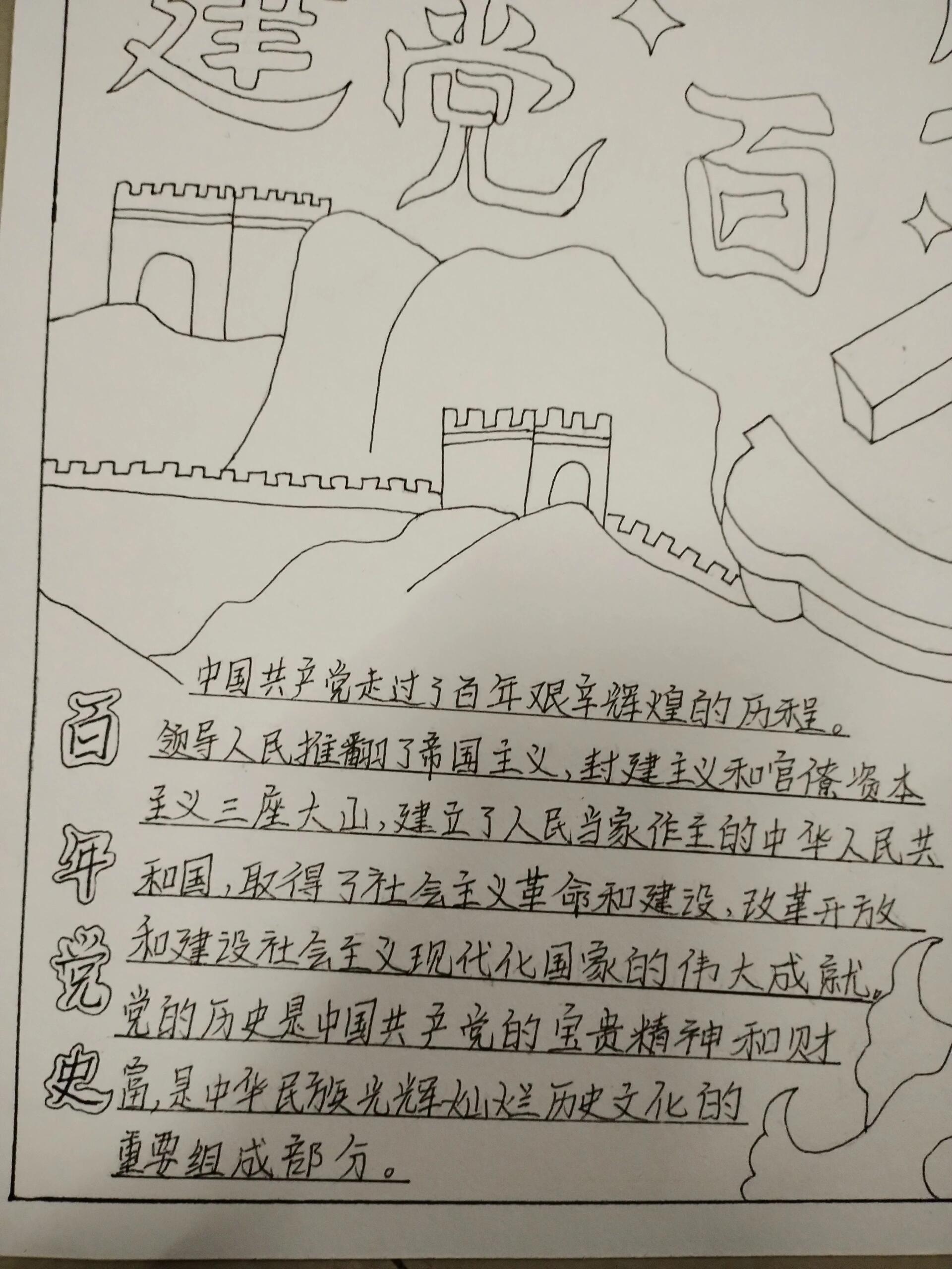 建党百年 建党简单手抄报