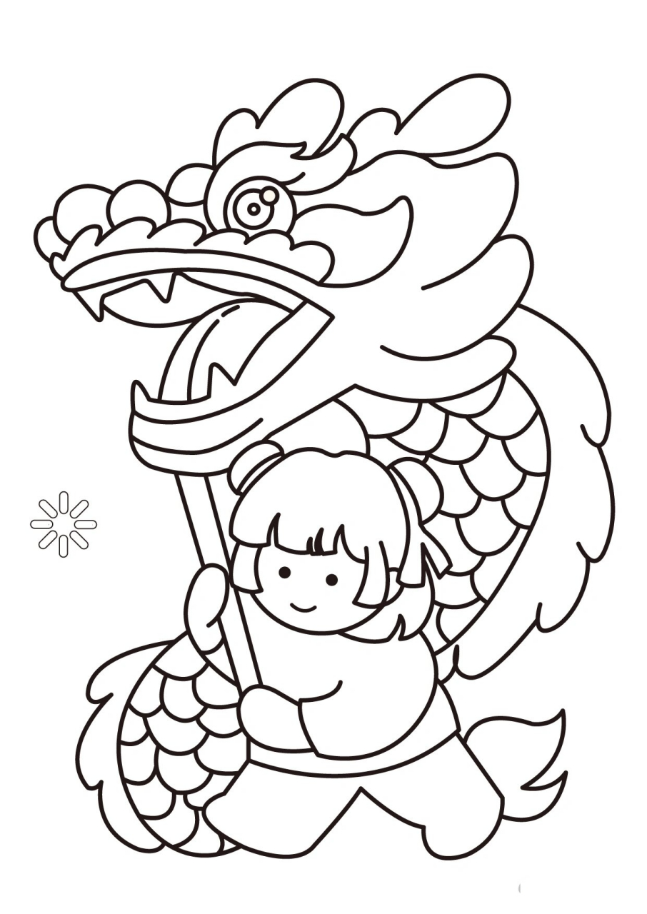 新年舞龙儿童画|内含线稿 应粉丝宝宝许愿,新年主题来一副哦!