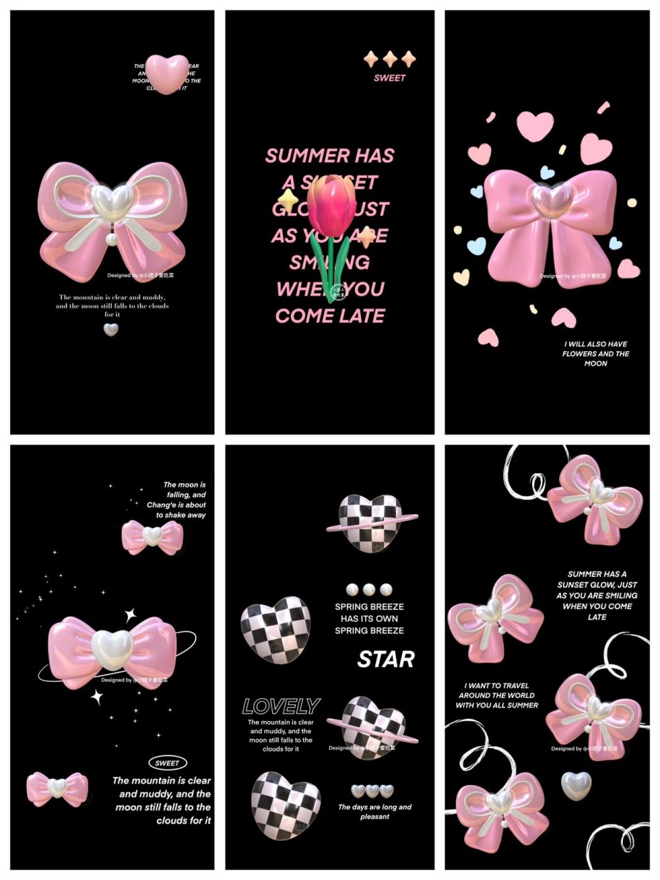 原创壁纸95第76期|3d暗色系列蝴蝶结壁纸 91版权所有,侵权必究