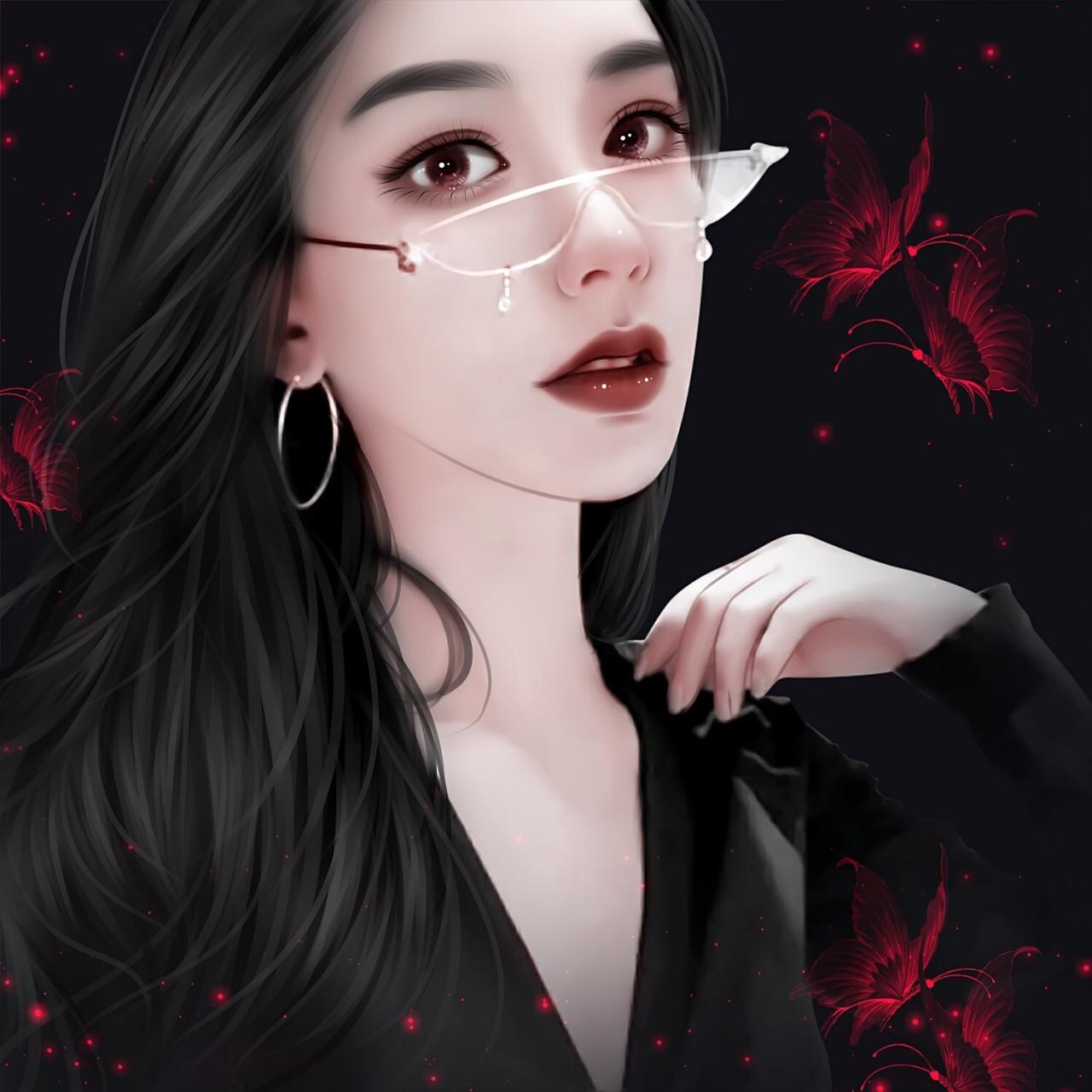 暗黑系超拽霸气魅惑手绘女头像 超好看的暗黑系手绘女头像 孤傲高冷