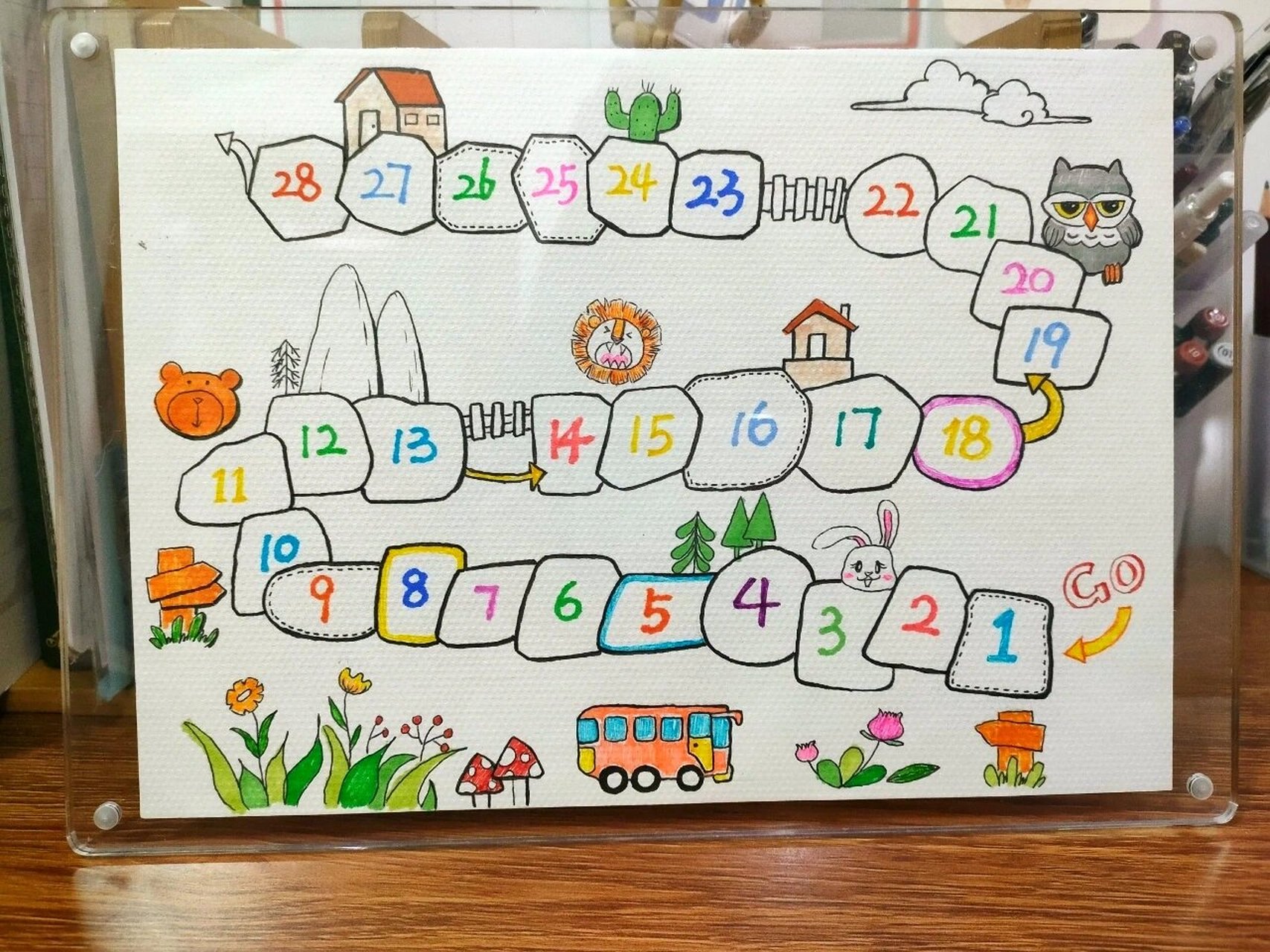 小学美术|范画《登山游戏》 算是东拼西凑的一幅画吧, 里面很多素材都