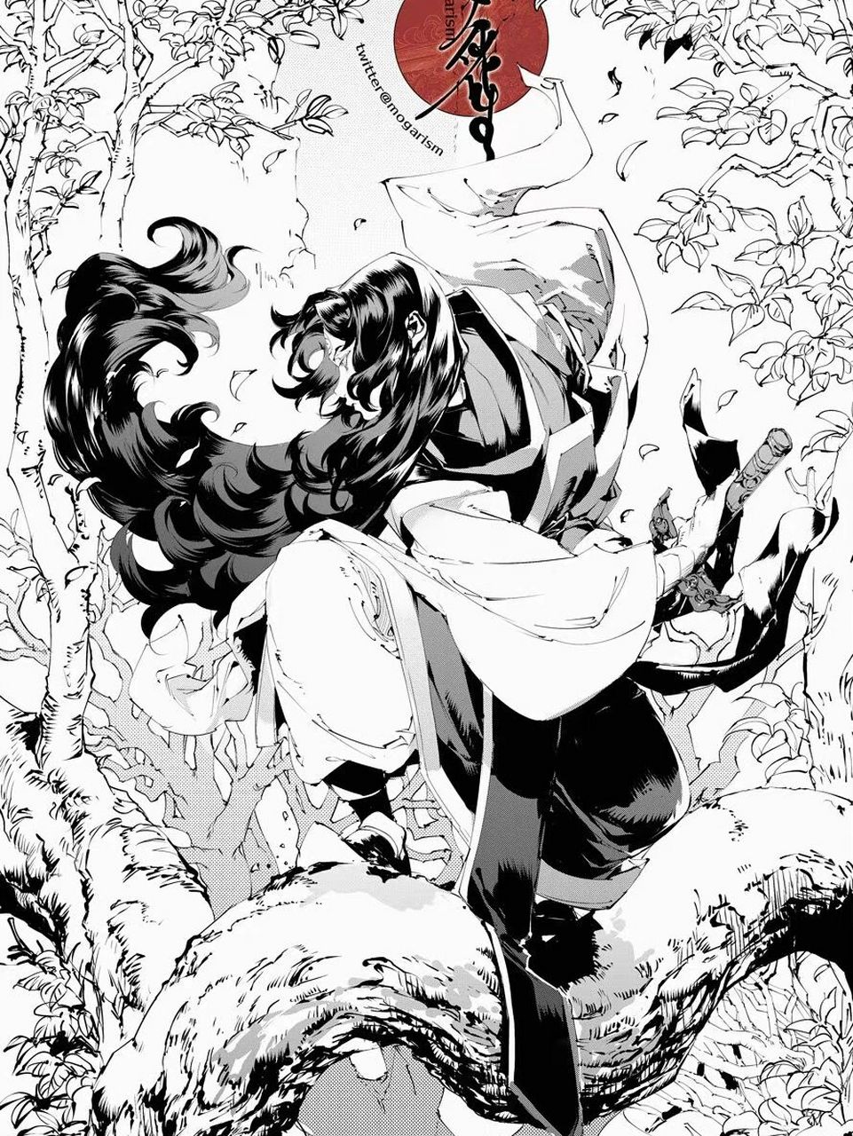 黑白古风插画,华丽的画面,太会了!