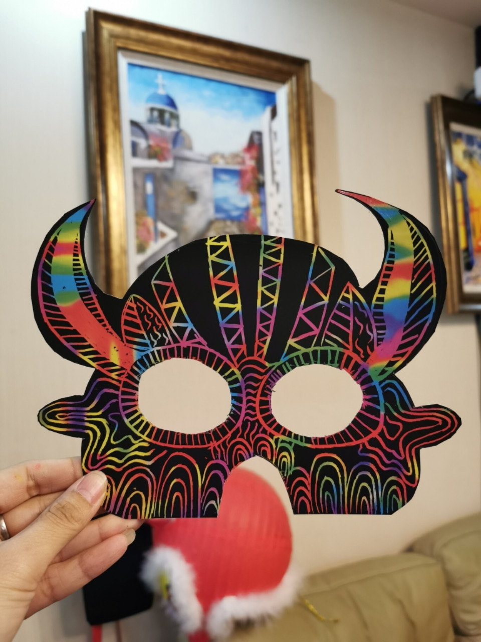 diy牛头面具 明天要开学了,学校要求每个小朋友都带牛头面具.