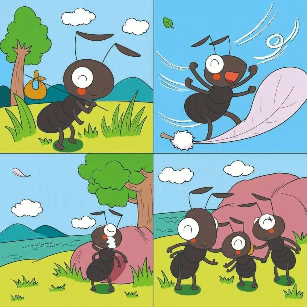 看图写话27《小蚂蚁92旅行记》 一只小蚂蚁想去远方寻找宝藏.