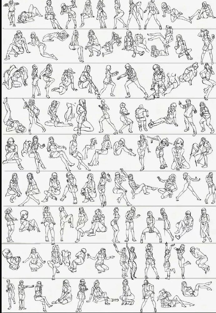 全方面速写小人姿势大全