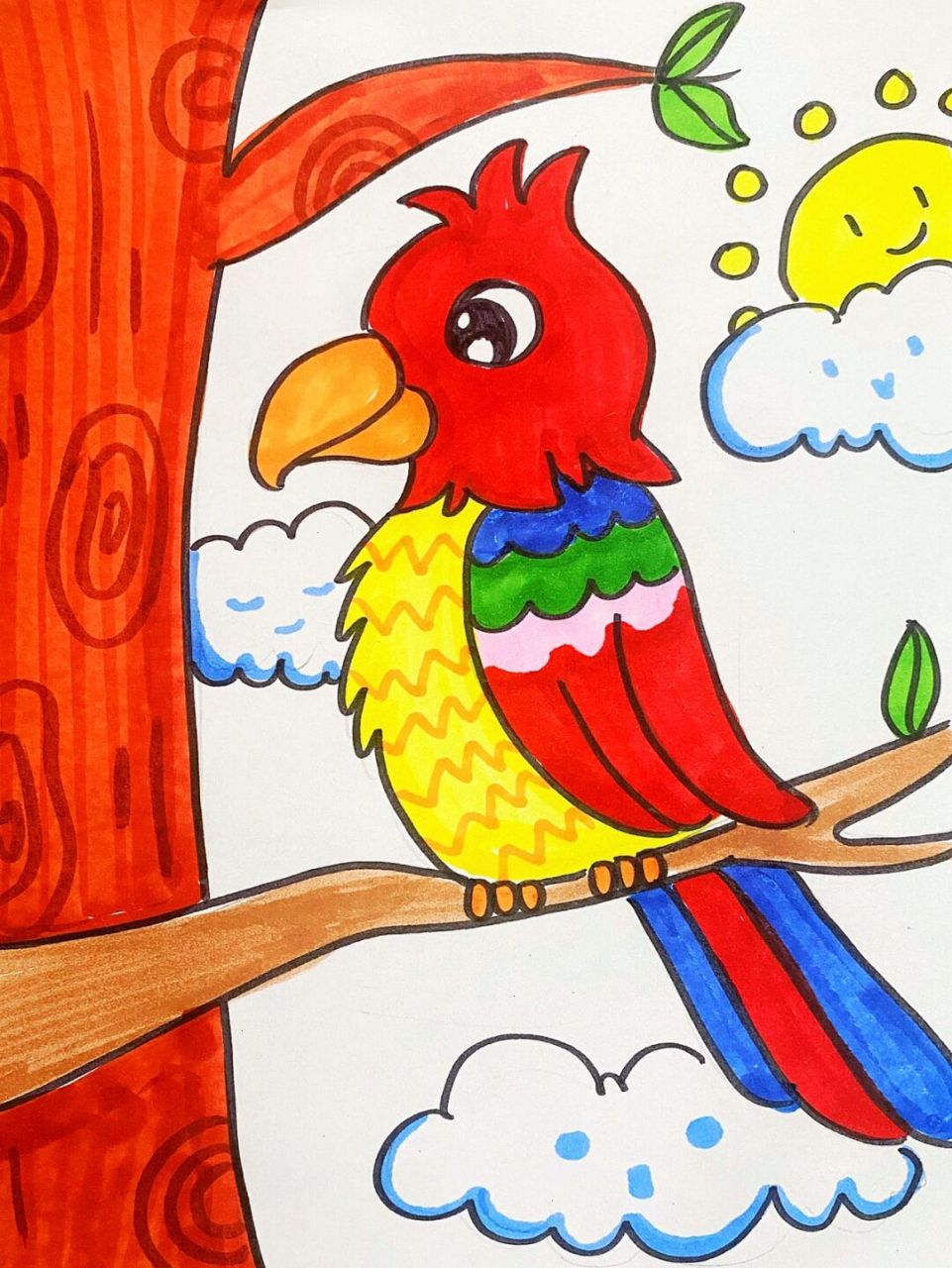 小鹦鹉简笔画怎么涂色图片