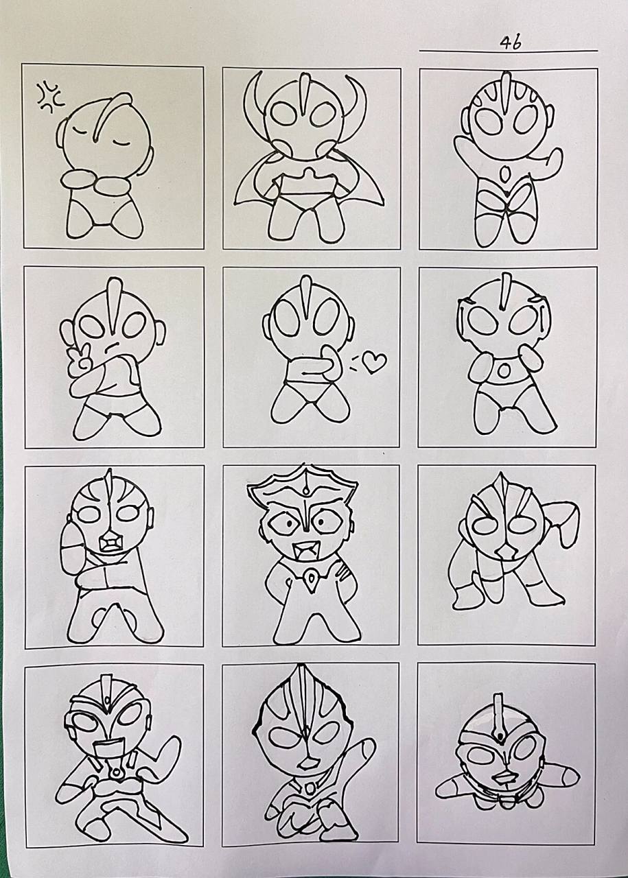 奥特曼 简笔画打卡 46 临       前六图临自