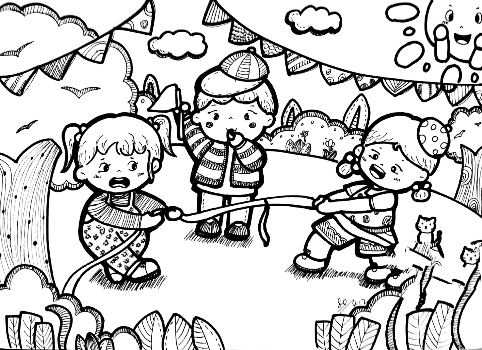 幼儿主题画|拔河比赛92