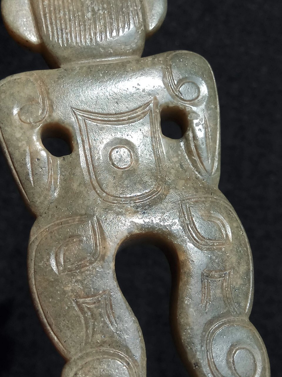 高古玉 商周玉器 老和田青玉 圆雕立姿玉人 【玉人】1388 西周  玉人