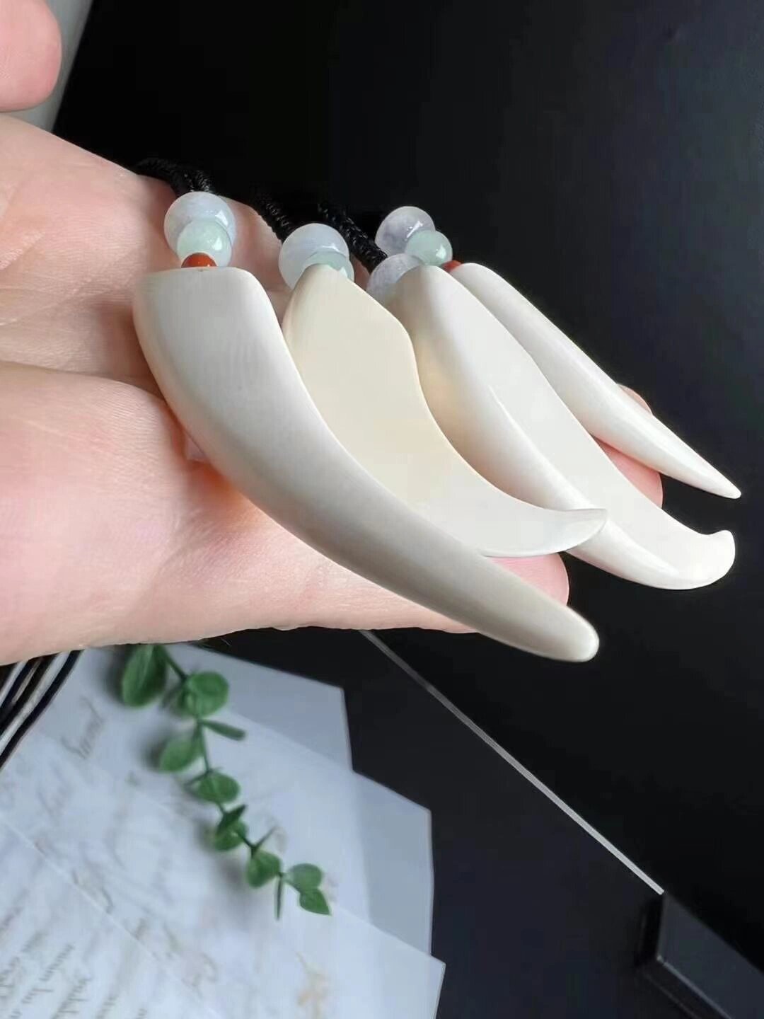 天然猛犸象牙牙尖吊坠