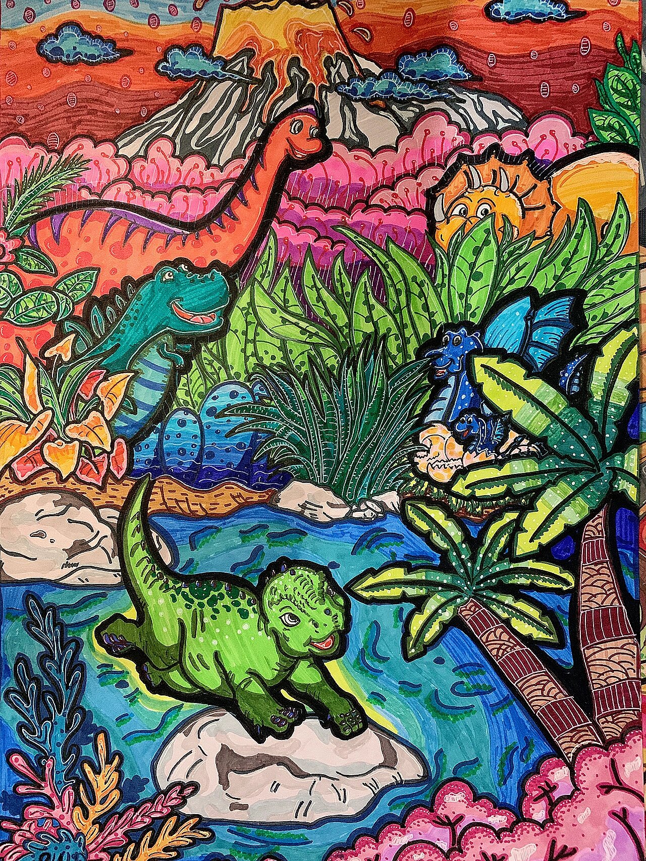 恐龙世界马克笔绘画