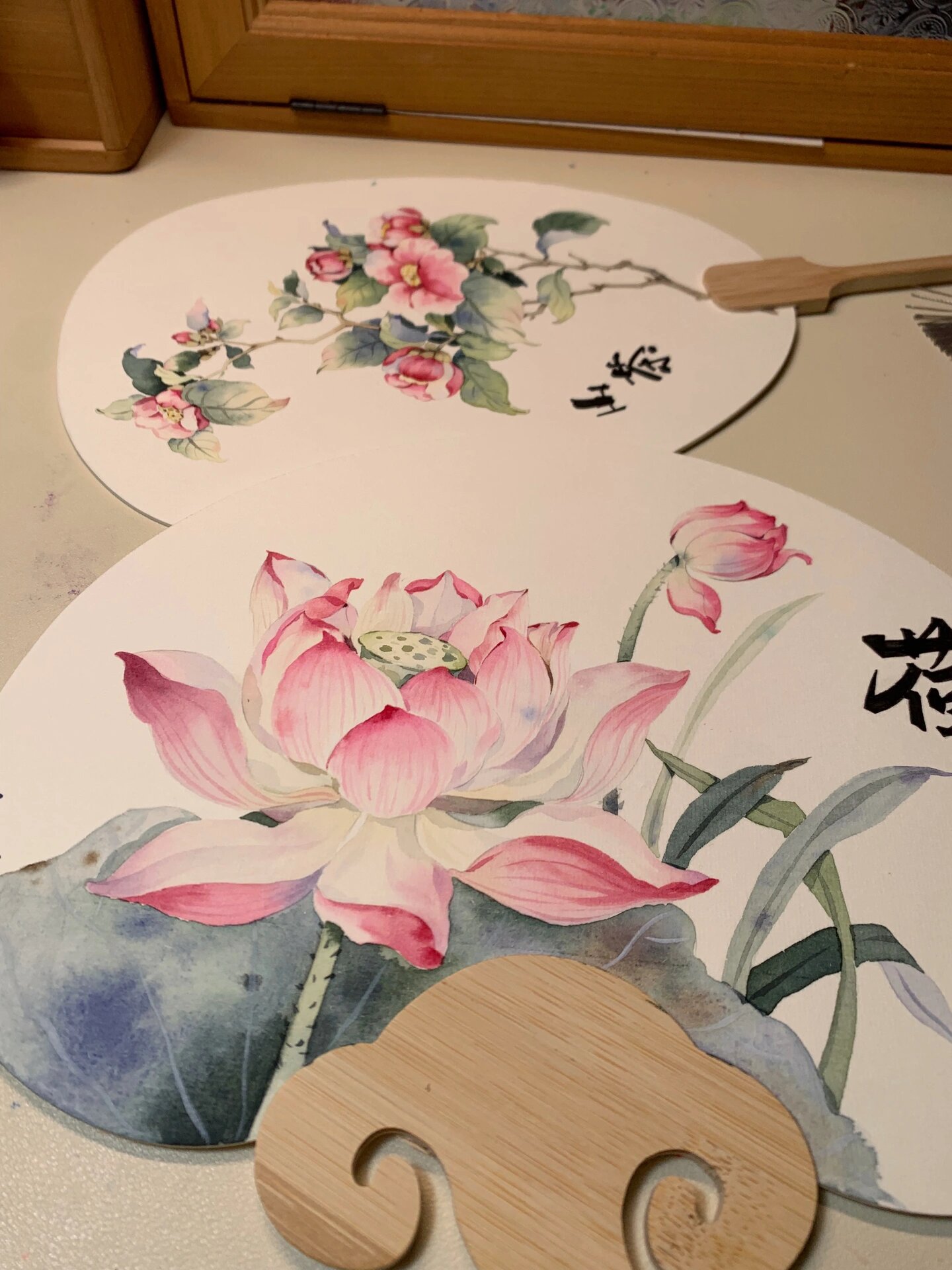【水彩写生】《手绘夏天荷花团扇》