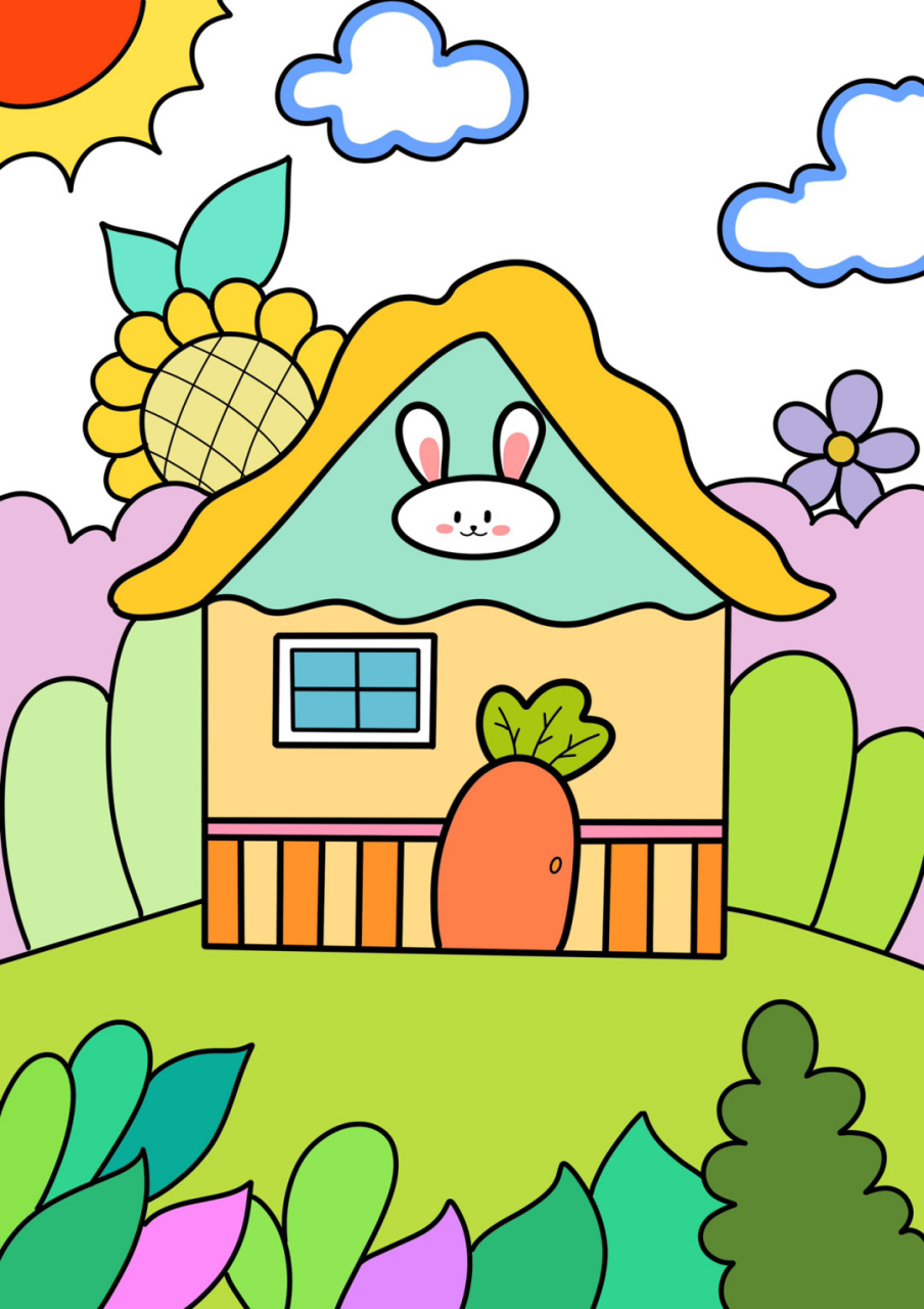 可爱的小房子 林中小屋儿童创意画 简笔画 #创意美术儿童画# #简笔画
