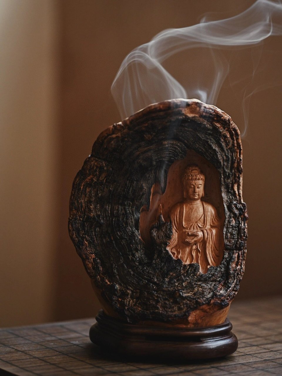 荔枝木"佛窟"香炉 风化老料沧桑有味,佛窟千年一瞬,如经岁月风雨,平和