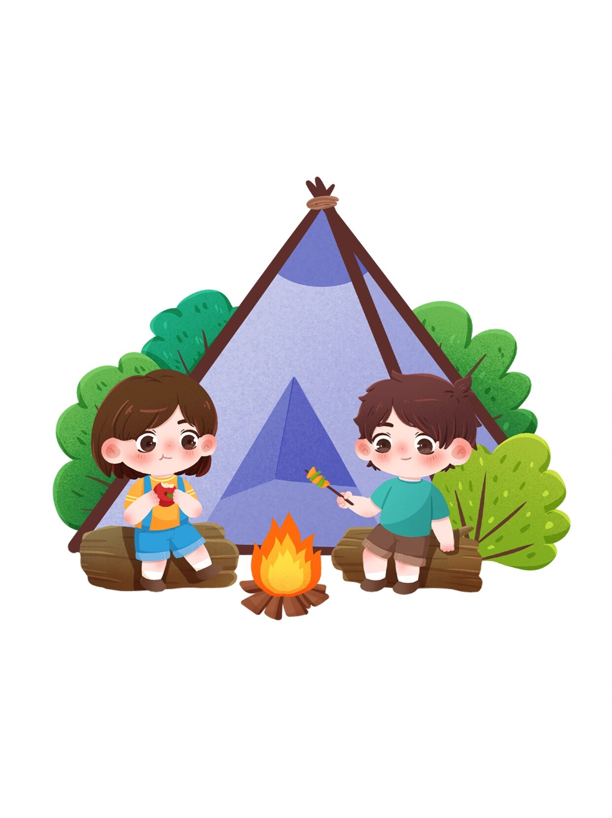 春天卡通春游踏青/露营免扣素材分享