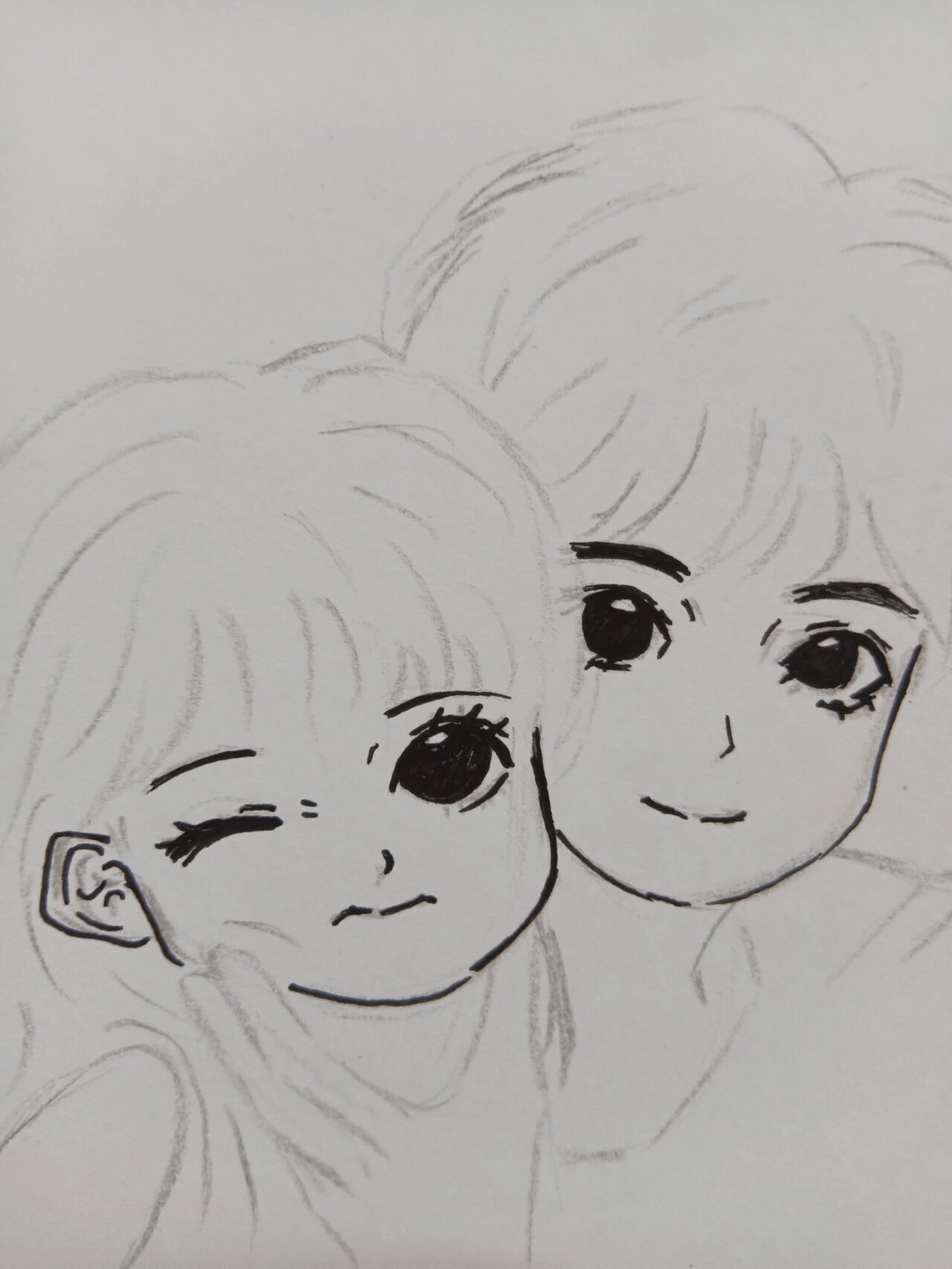 情侣简笔画90/手绘