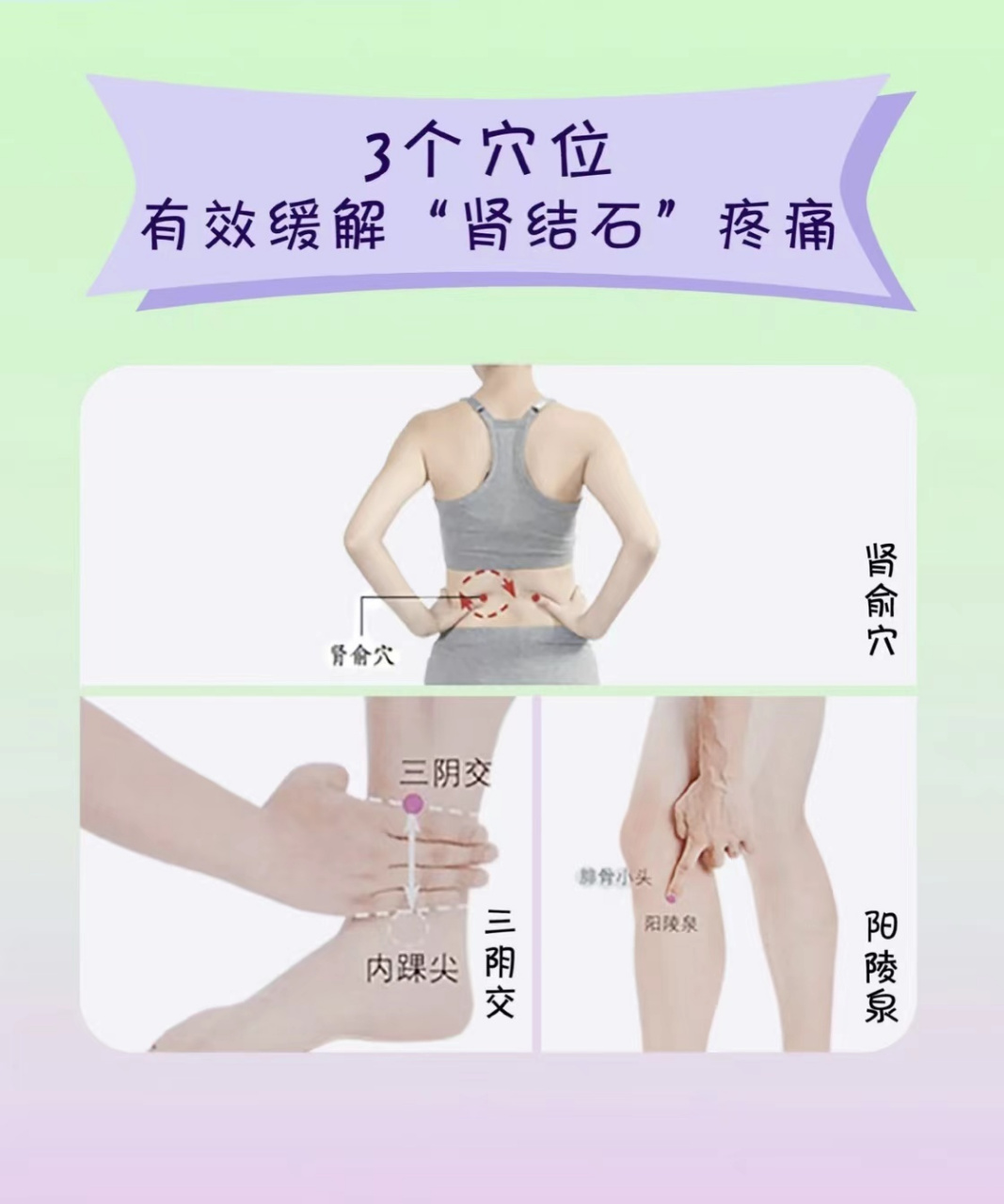 3个穴位,有效缓解"肾结石"疼痛 1,肾俞穴 位置:位于第2腰椎棘突下,旁