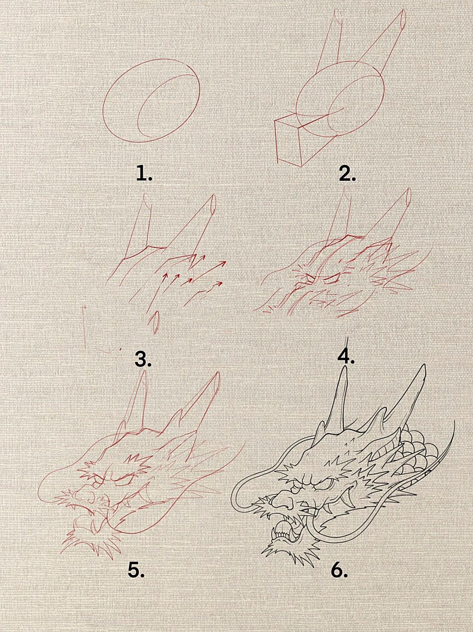 龙头起型·绘画教程 一分钟教会你画龙头 简单6步即可, 赶快动手一起