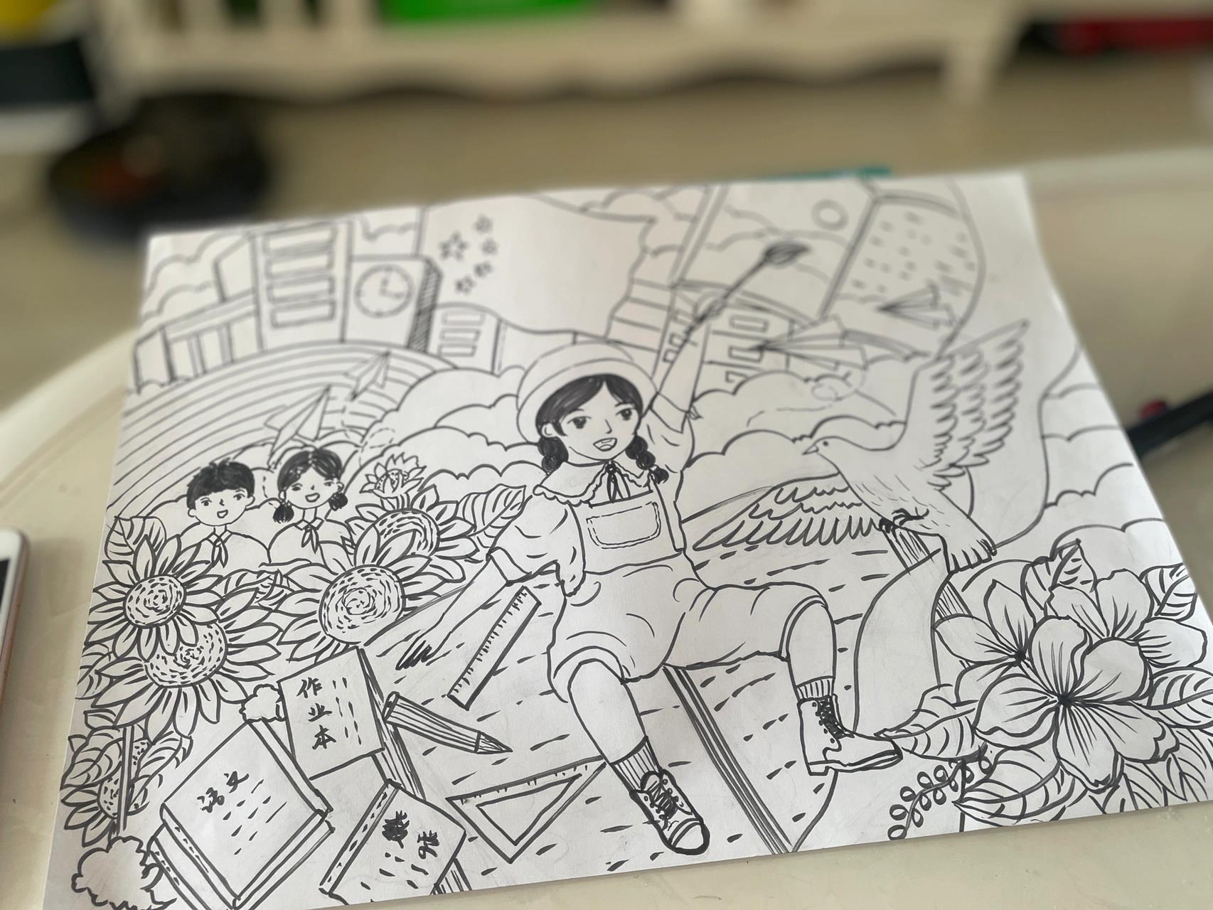 校园主题绘画96