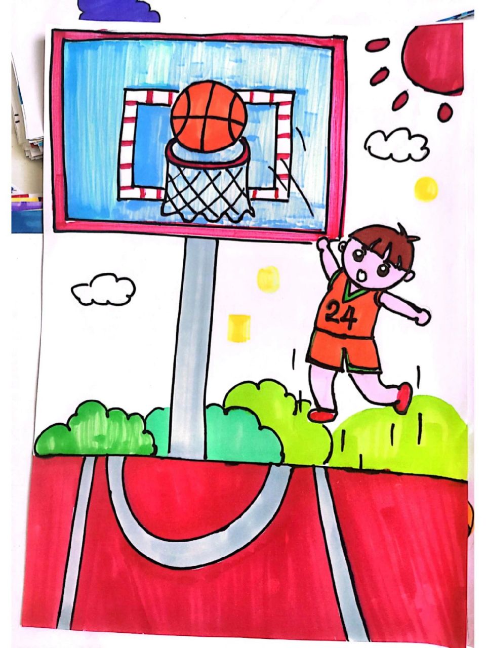 一个人打篮球怎么画图片
