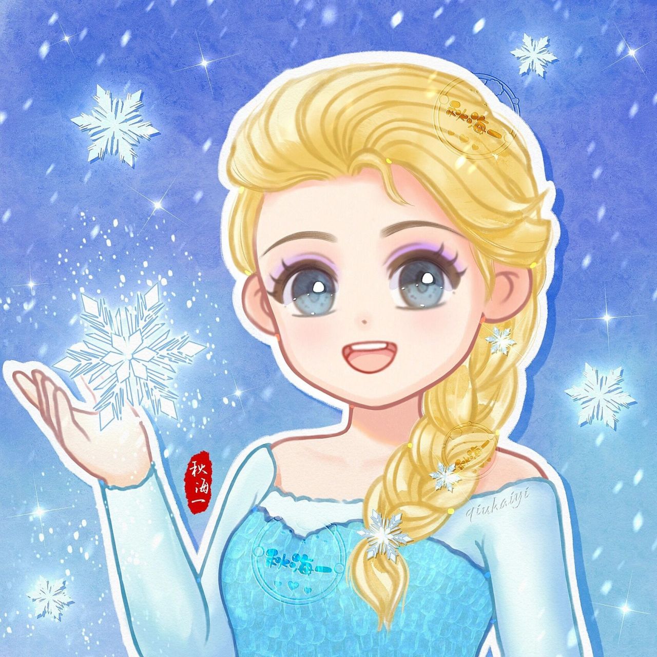 艾莎女王|冰雪奇缘 迪士尼公主 可爱头像 画的q版的艾莎女王,喜欢吗?