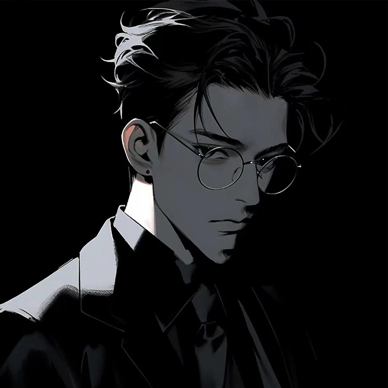 「男生头像」黑色系霸总动漫男头像