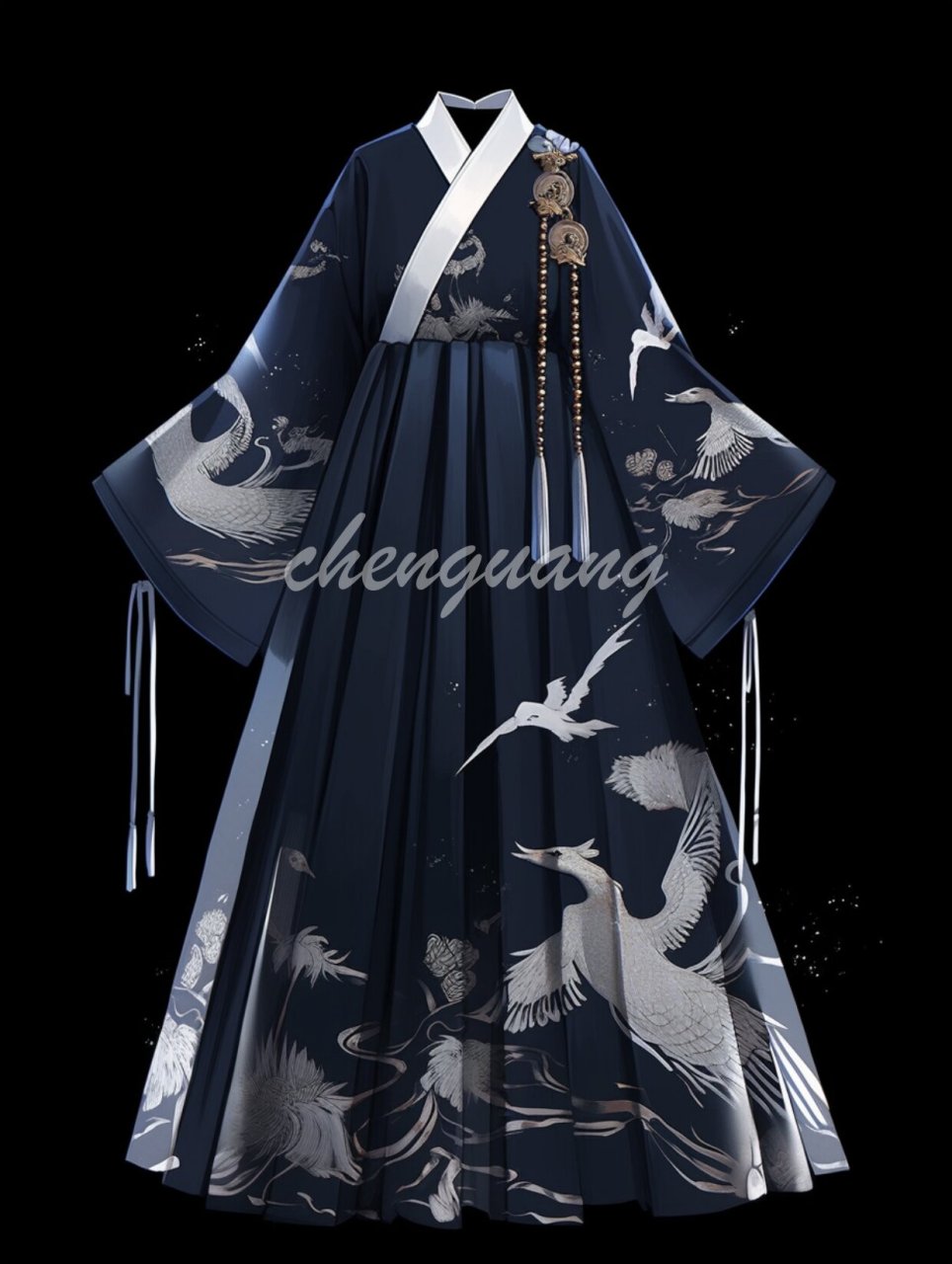 汉服设计|02鸿鹄汉风 仙鹤汉服设计风格通常以仙鹤为灵感,融入了