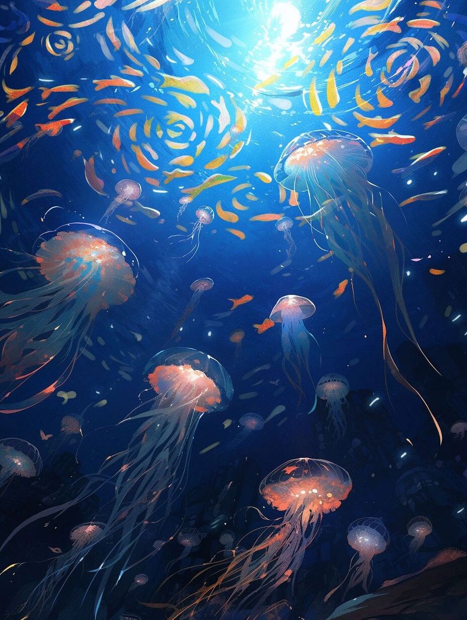 插画|海底星空 看完消失的她 ,想复原下梦幻版的海底星空,尝试mid