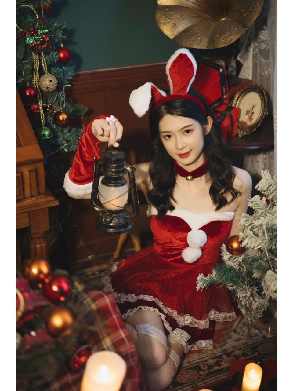 圣诞兔女郎写真90来点不一样的圣诞变装吧 叮咚90 铃铛响起~圣诞
