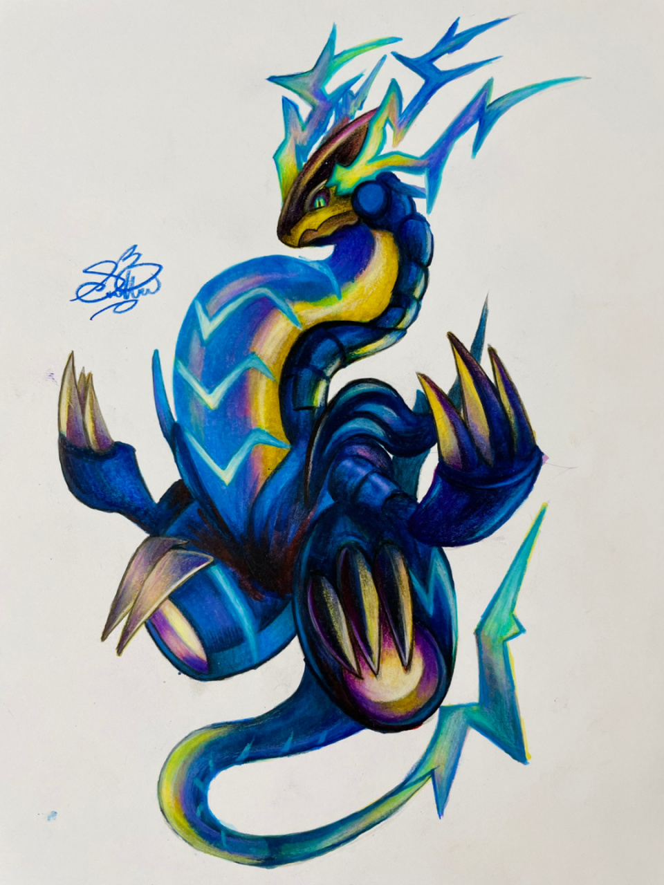 宝可梦手绘|朱紫密勒顿 画了六七个小时,马克笔练习中 还有9天朱紫