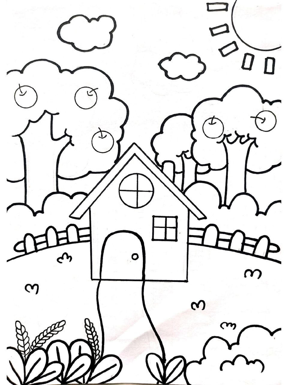 秋天风景简笔画,小房子主题简笔画 秋天风景简笔画,小房子主题简笔画