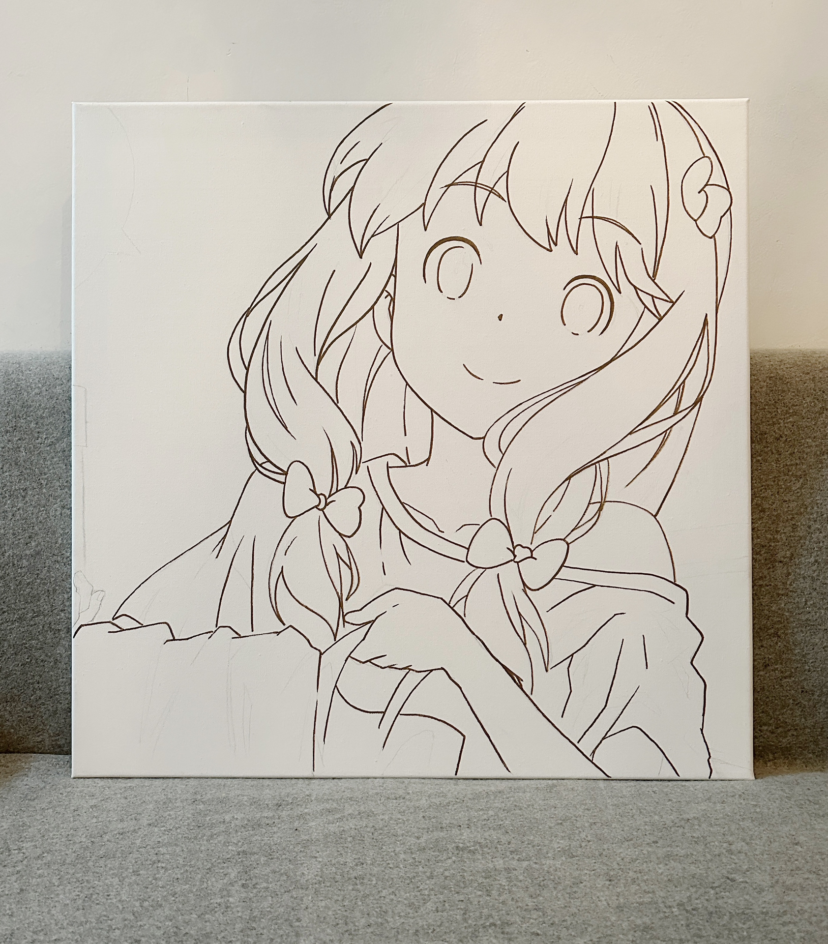 丙烯画|埃罗芒阿老师|二次元|线稿过程图