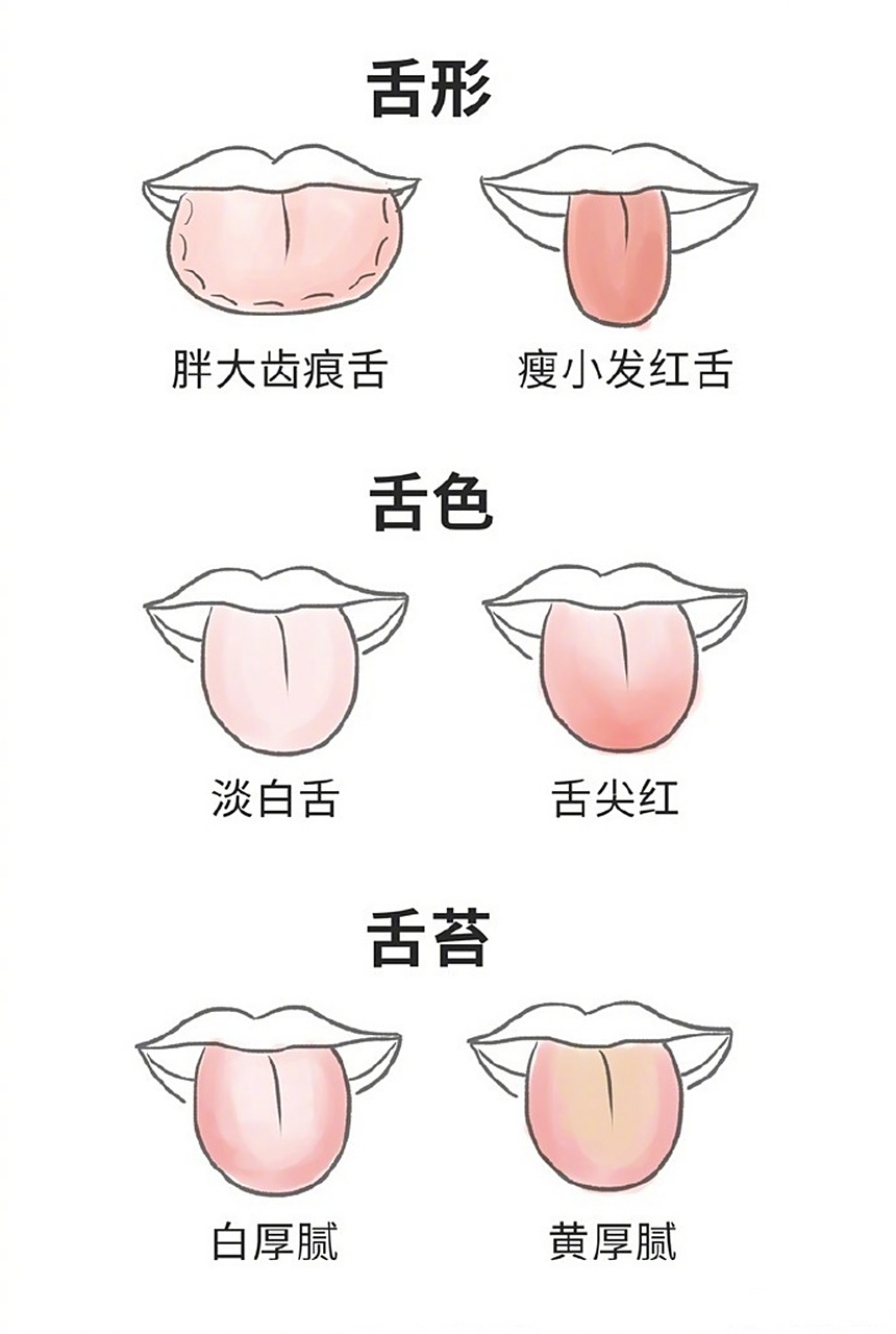 【#舌苔颜色反映身体状况#】①舌质淡白,舌苔薄白:这种舌苔多为寒证