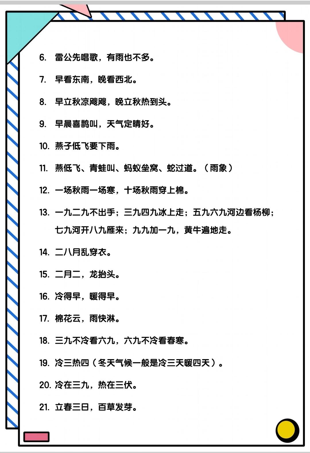 有关天气的谚语小学