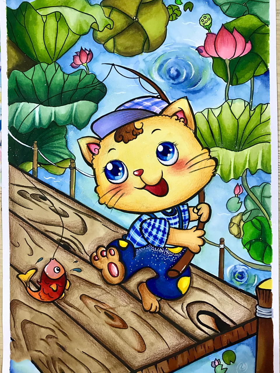 儿童简笔画|故事绘画主题93小猫钓鱼91 幼儿故事主题绘画——小猫